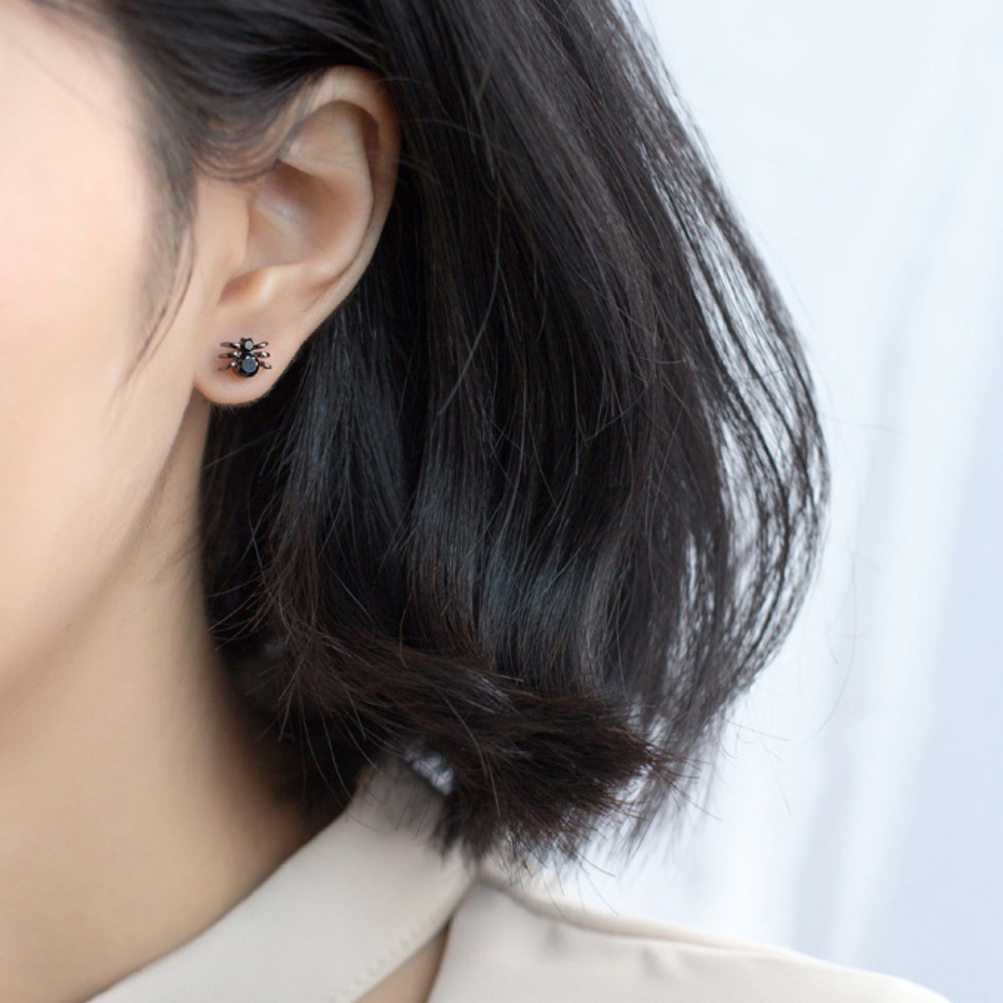 Black Crystal Spider Stud Earrings