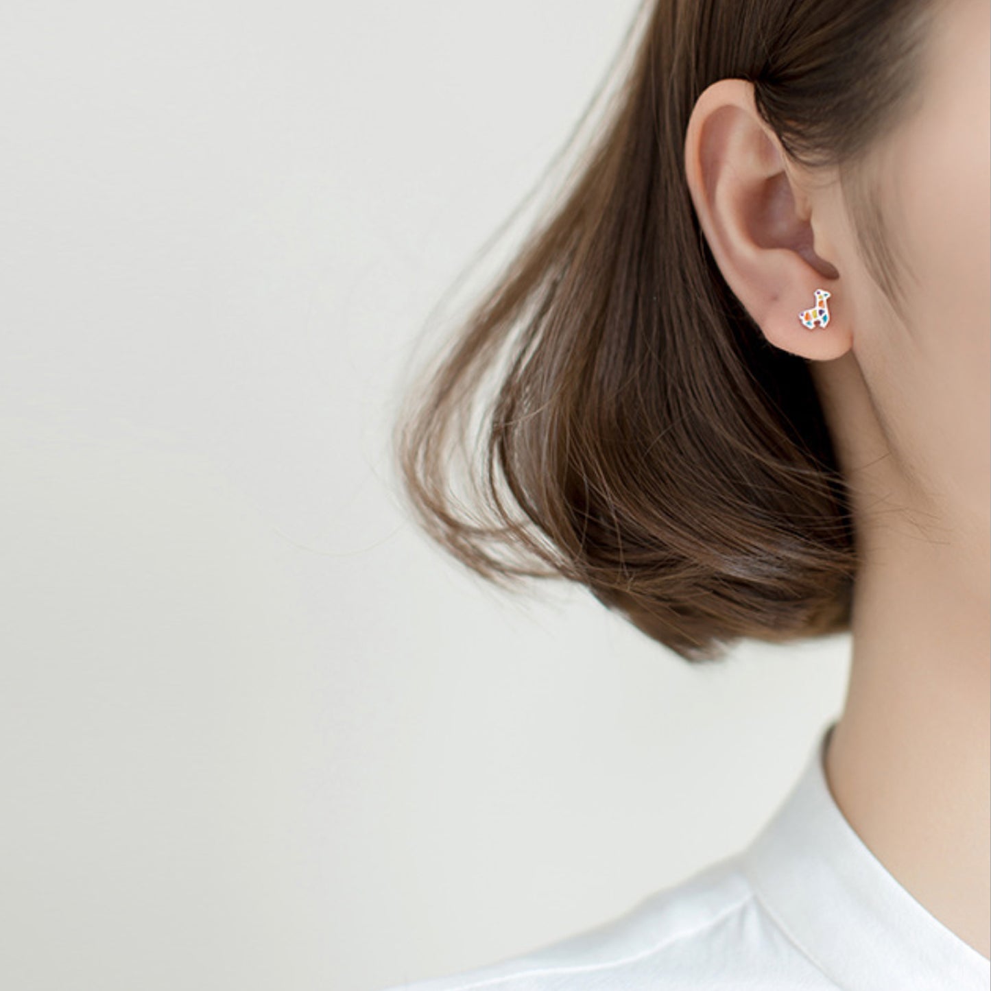 Geometric Llama Stud Earrings