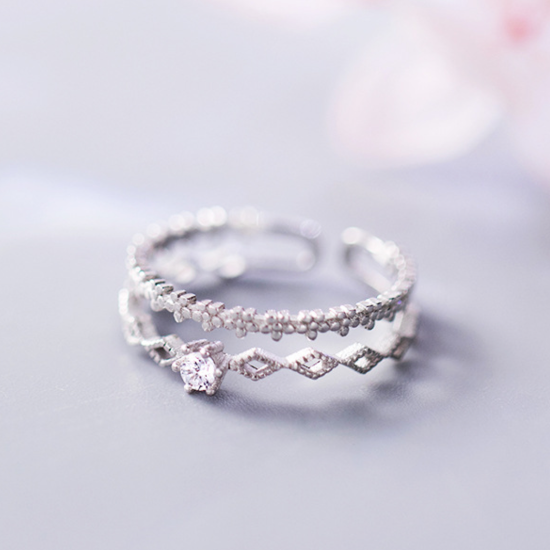 Zirconia Daisy Flower Ring