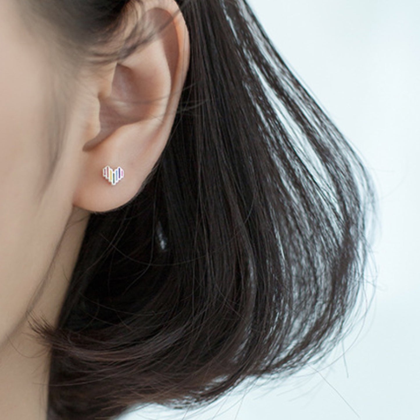 Rainbow Heart Stud Earrings