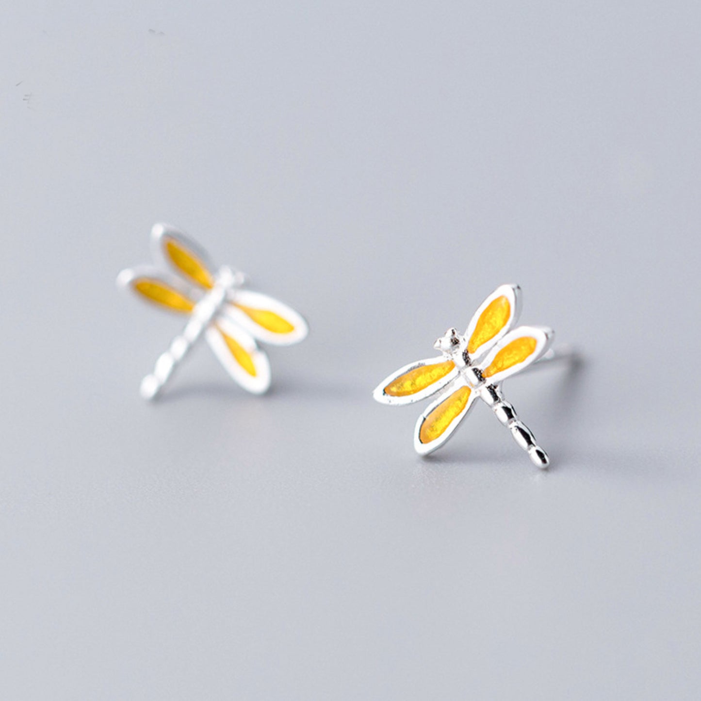 Yellow Dragonfly Stud Earrings