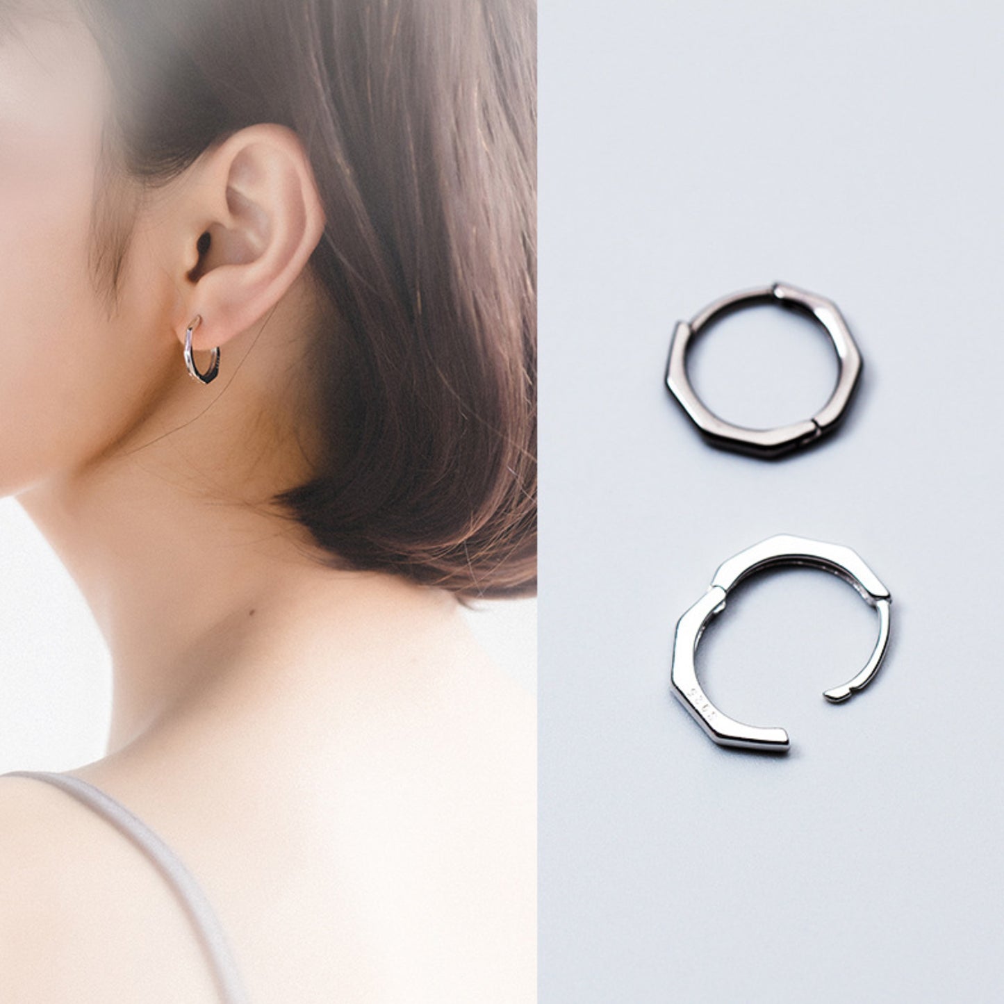 Geometric Huggie Hoop Earrings