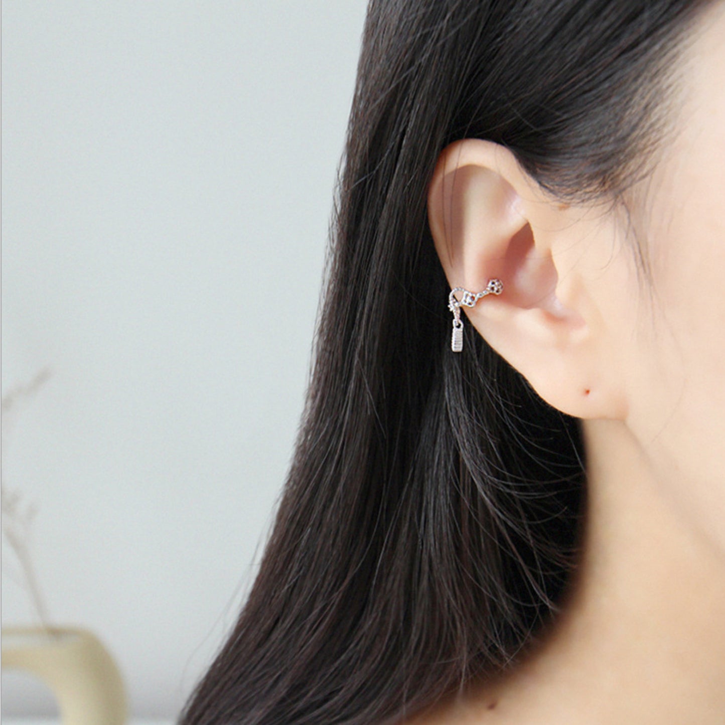 Ornate Zirconia Drop Ear Cuff