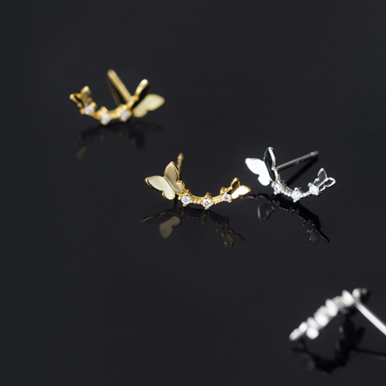 Crystal Detail Butterfly Stud Earrings