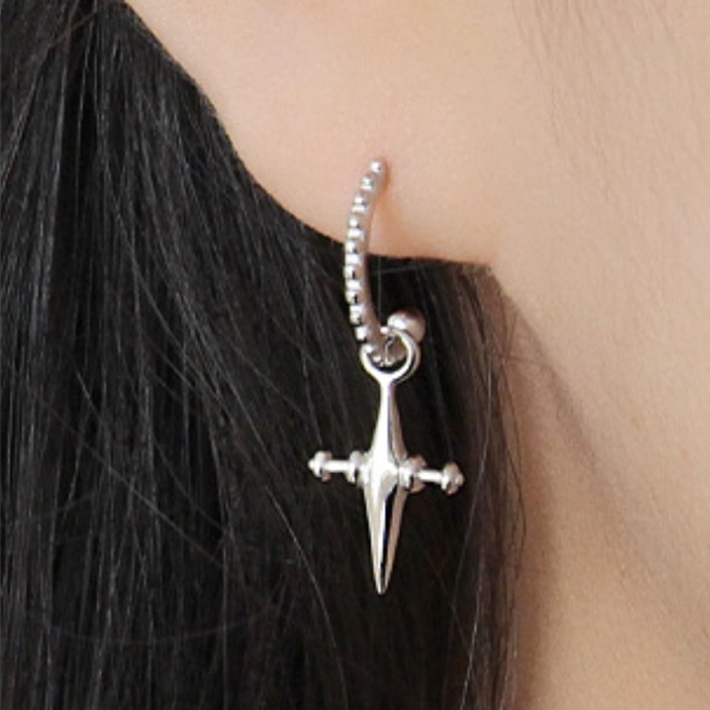 Open Hoop Cross Dangle Earrings