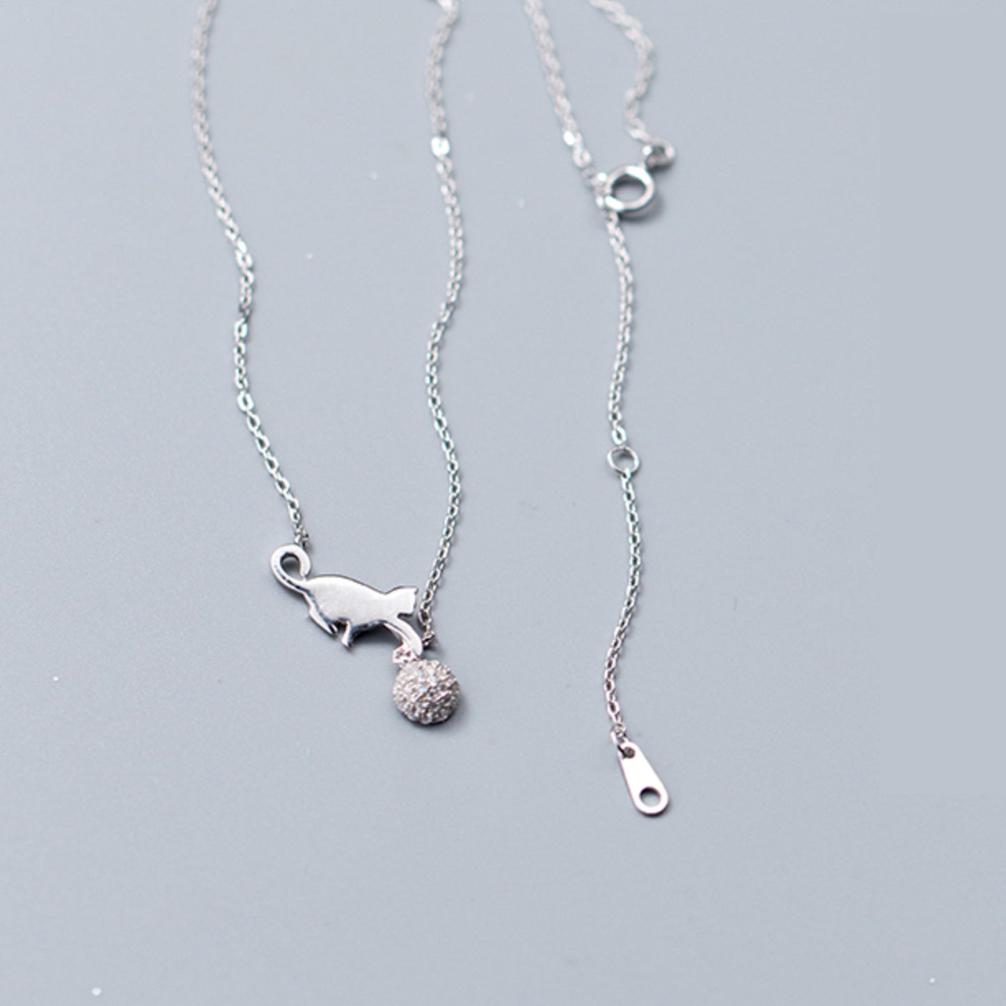 Cat and Ball Pendant Necklace