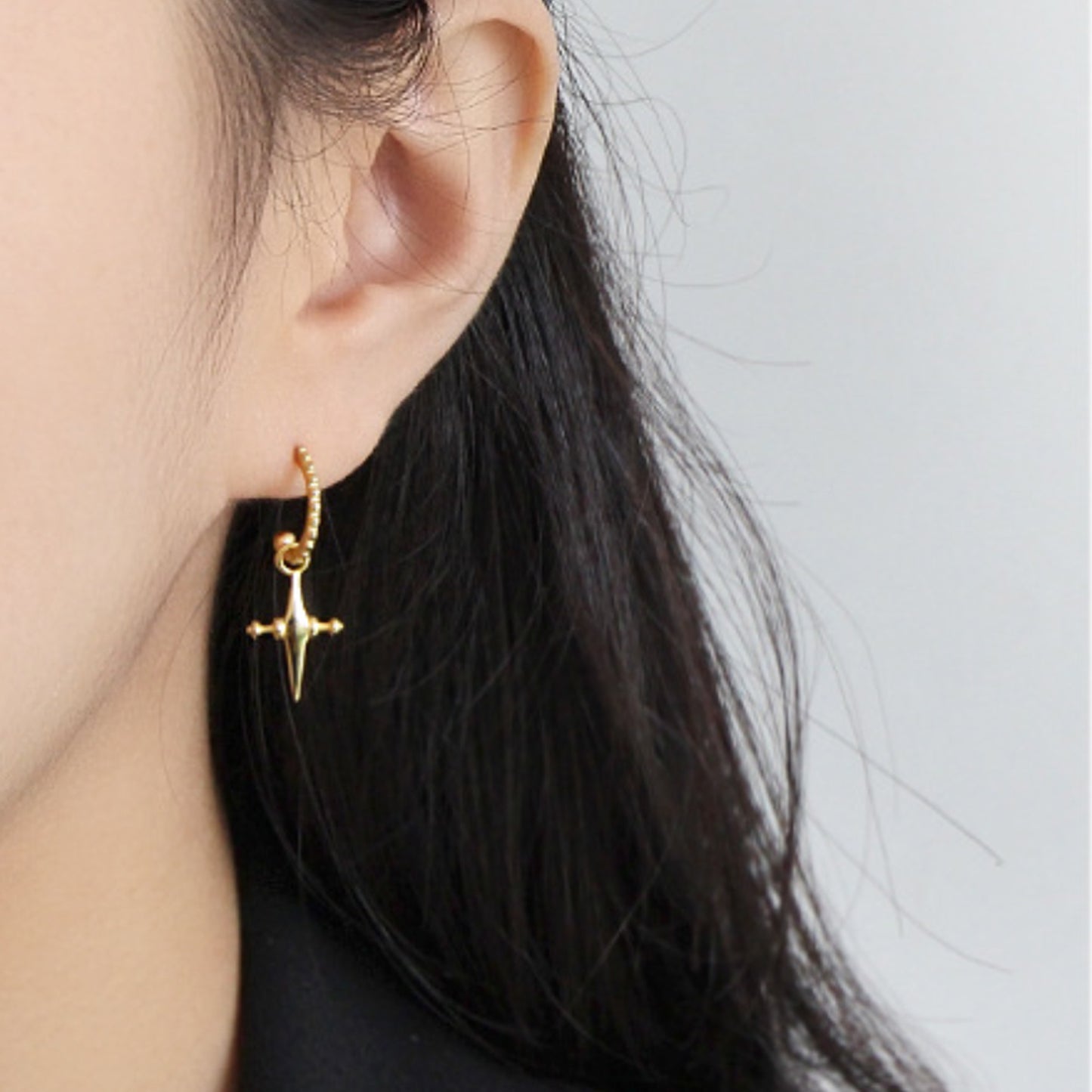 Open Hoop Cross Dangle Earrings