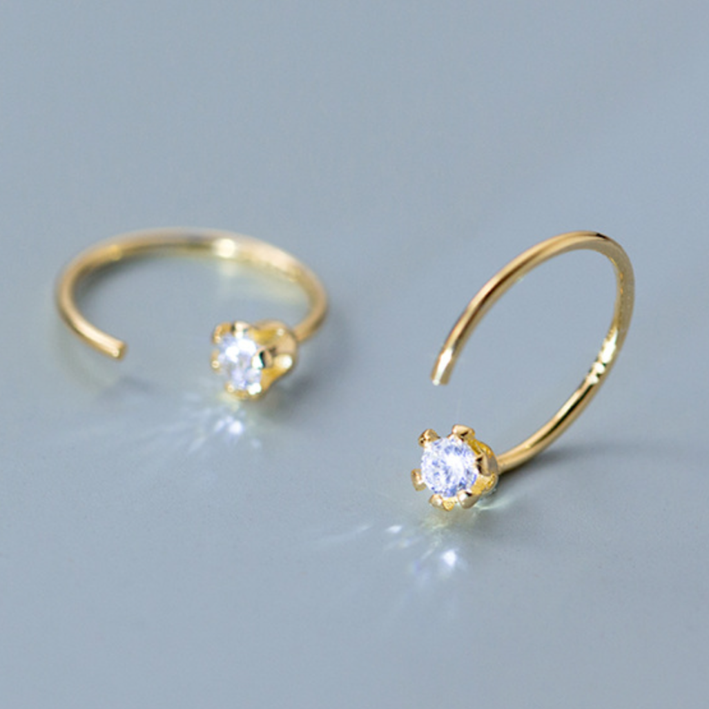 White Crystal Ear Jacket Earrings