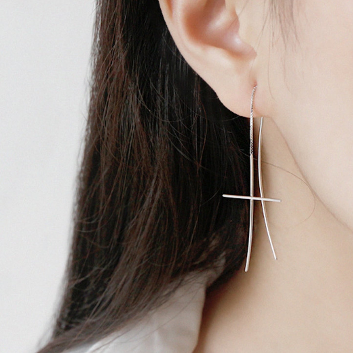 Long Cross Threader Earrings