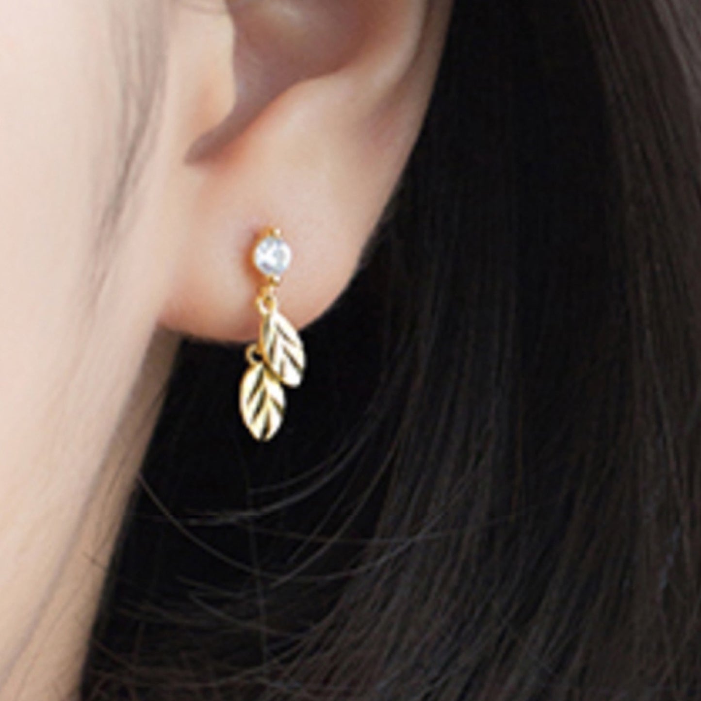 Leaf Dangle Stud Earrings