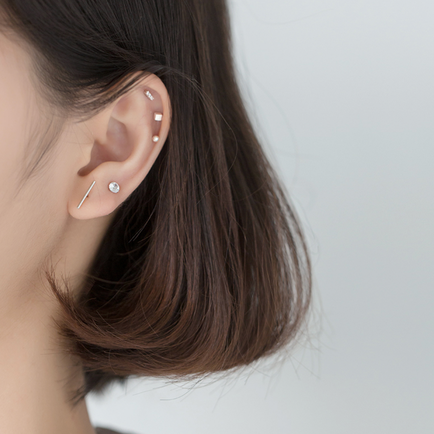 Set of Five Geometric Stud Earrings