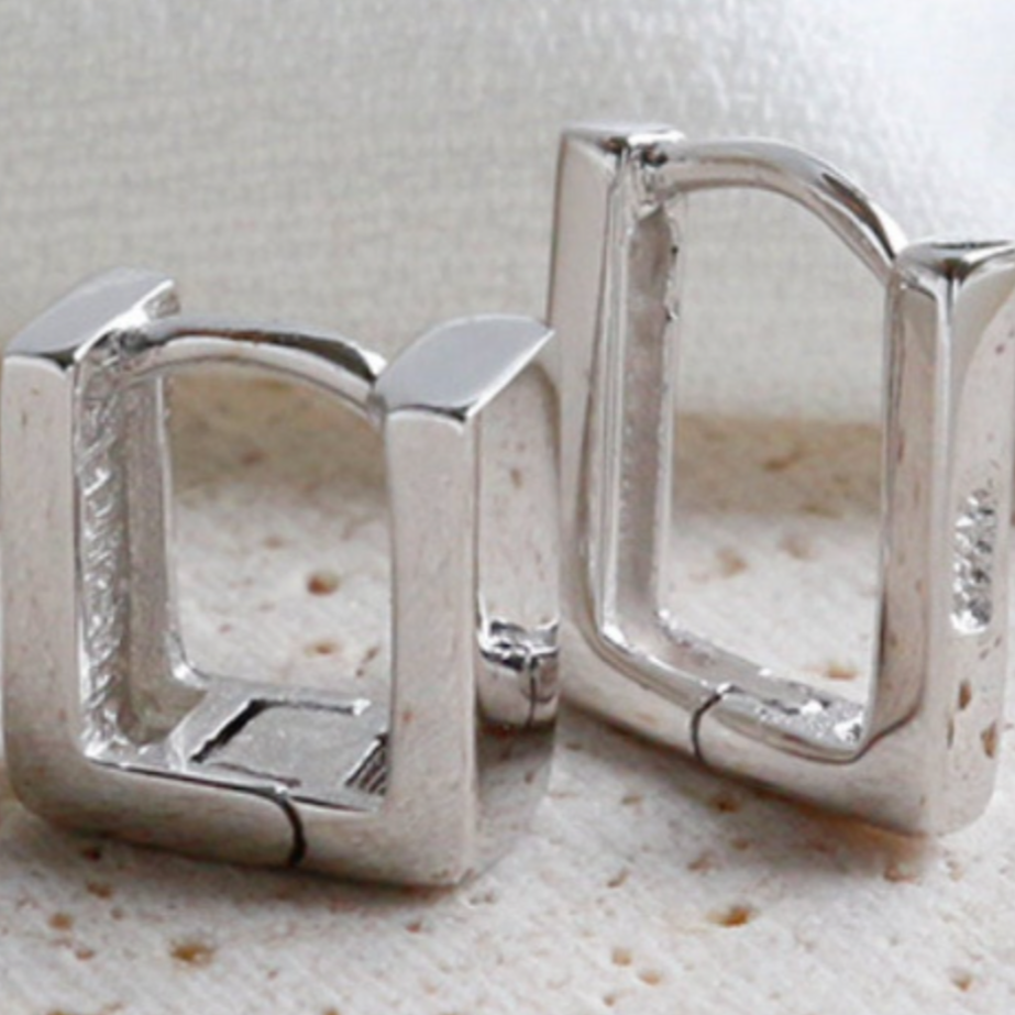 Square Huggie Hoop Earrings