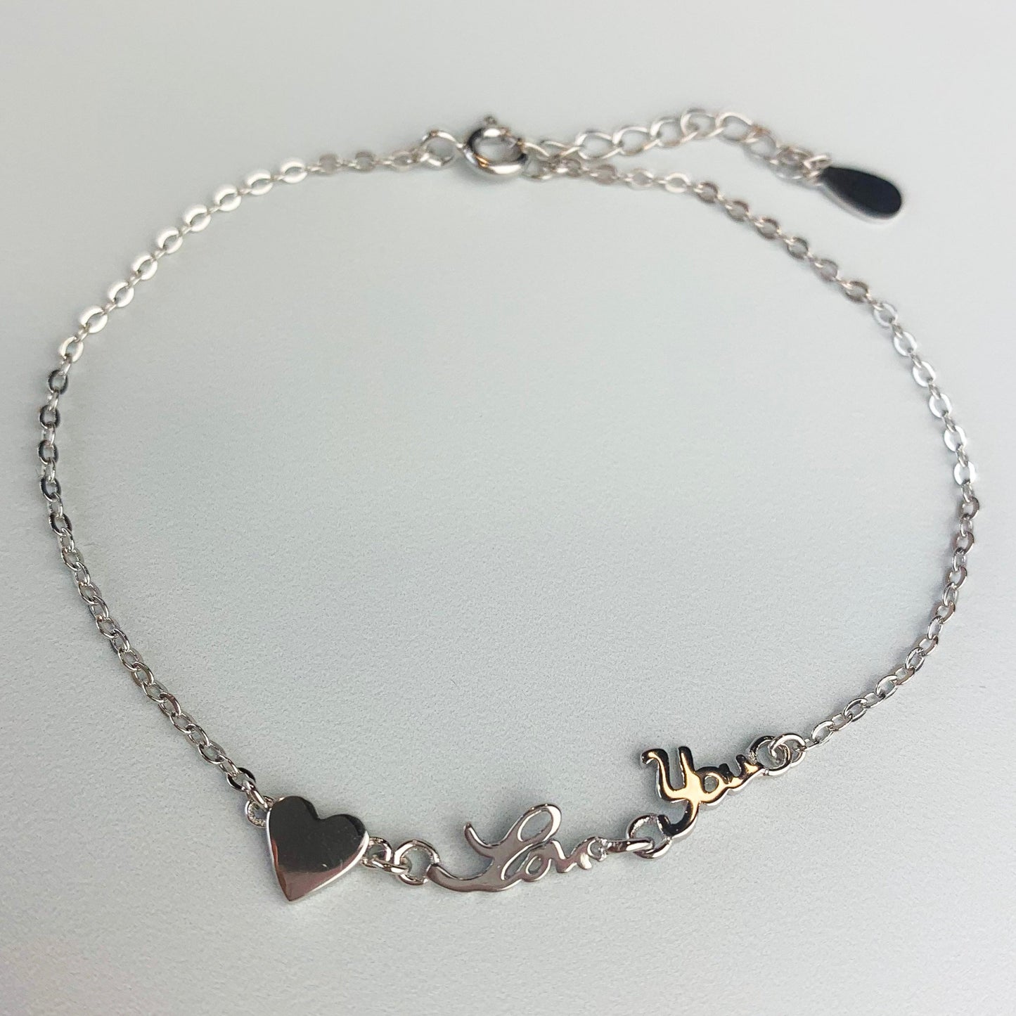 'Love You' Heart Charm Bracelet