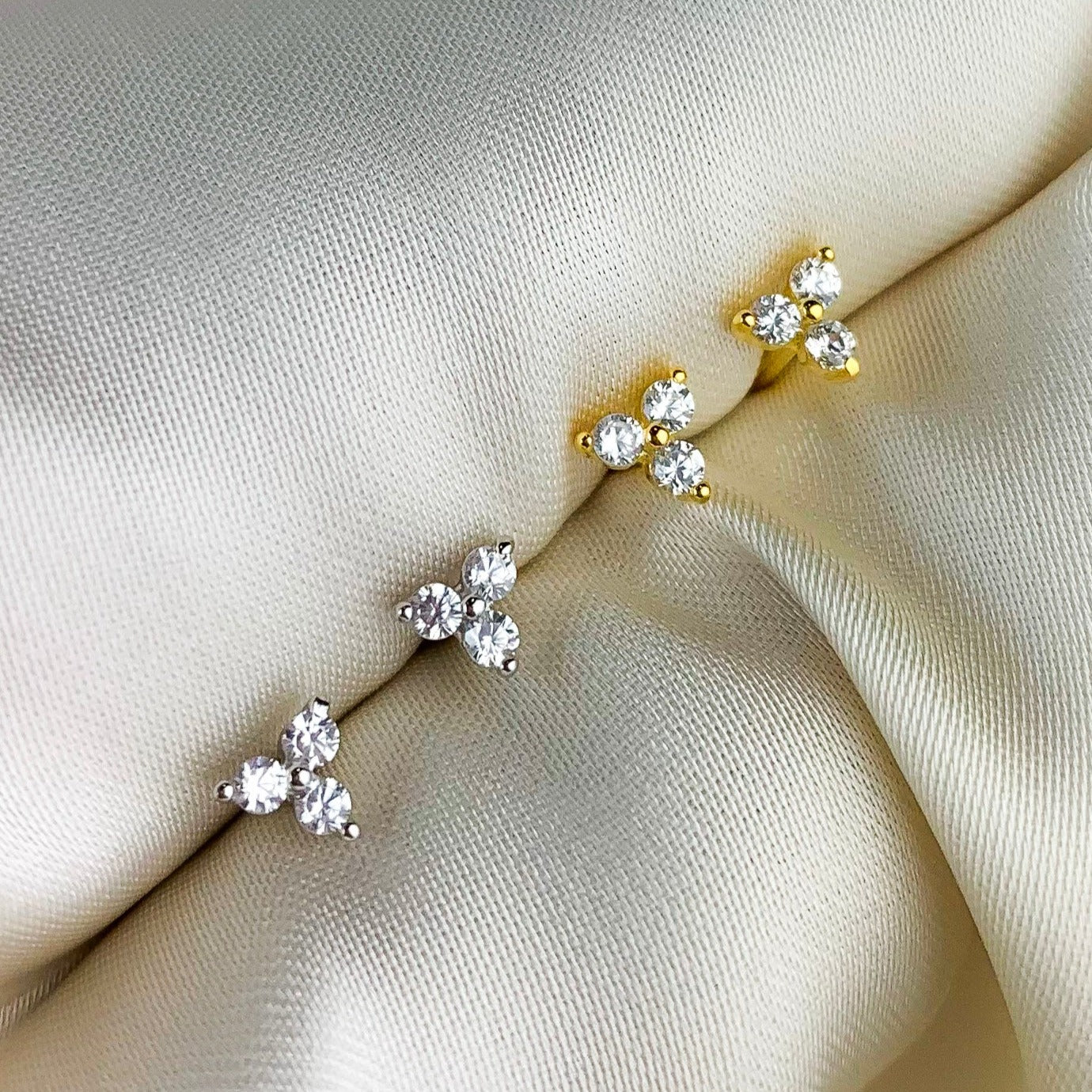 Crystal Triangle Stud Earrings