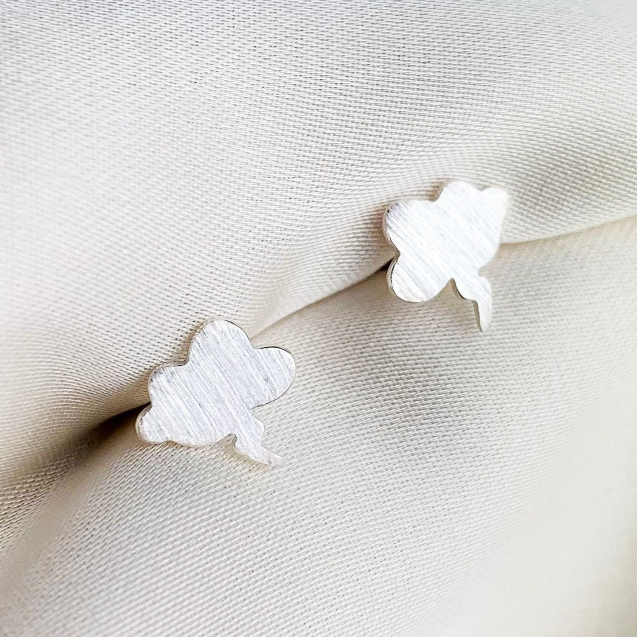 Brushed Silver Weather Stud Earrings