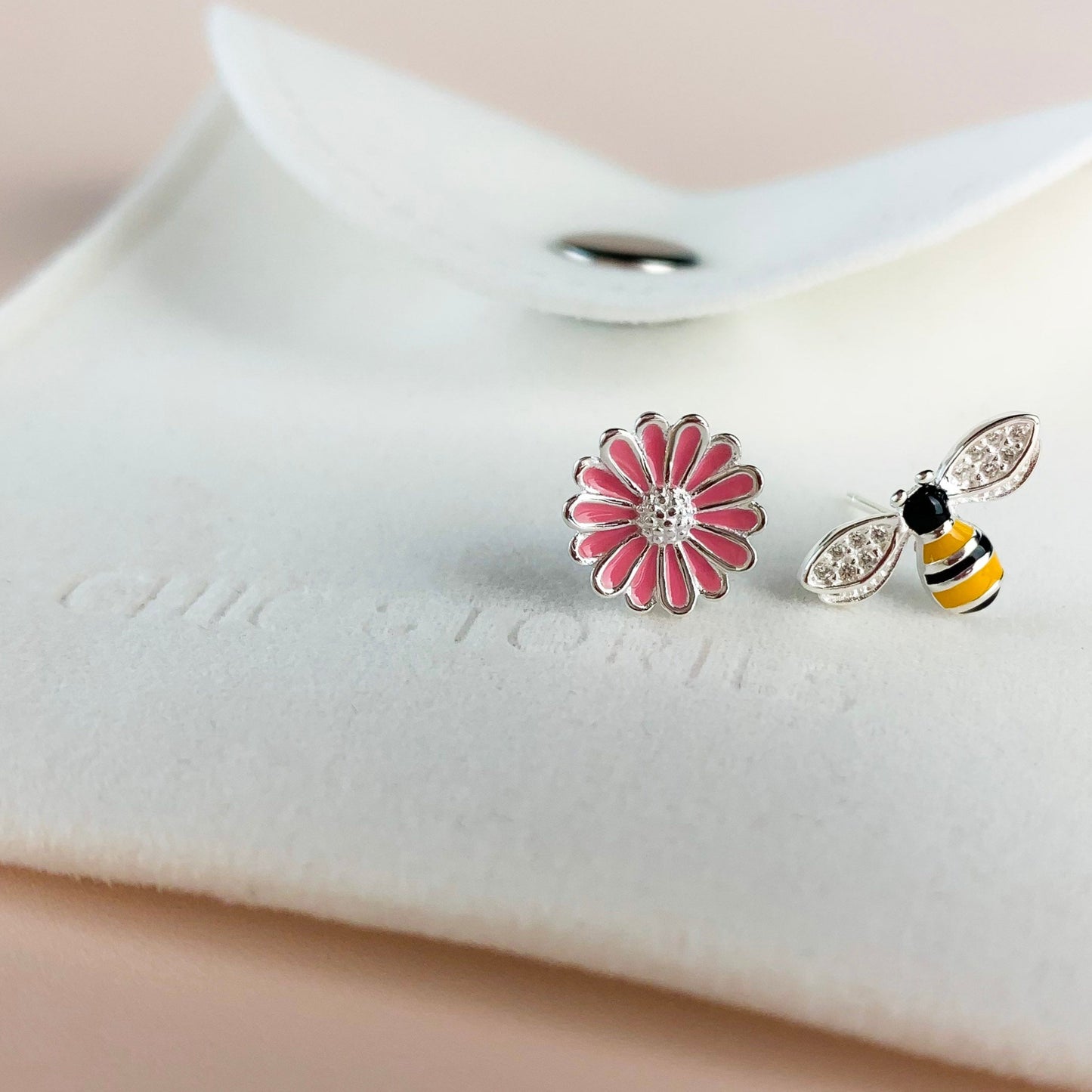 Bee and Flower Stud Earrings