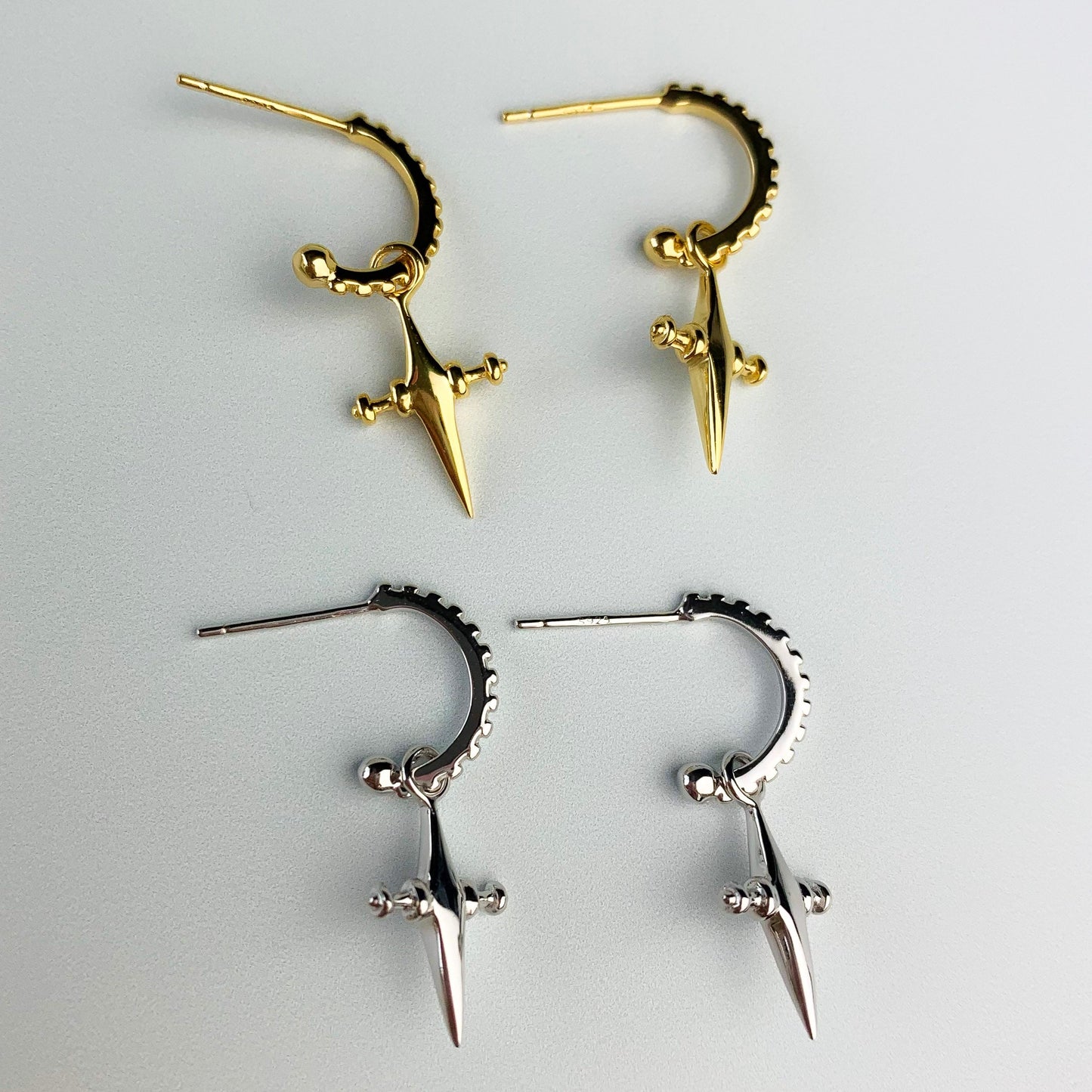 Open Hoop Cross Dangle Earrings