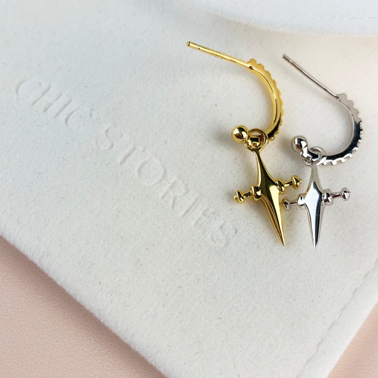 Open Hoop Cross Dangle Earrings