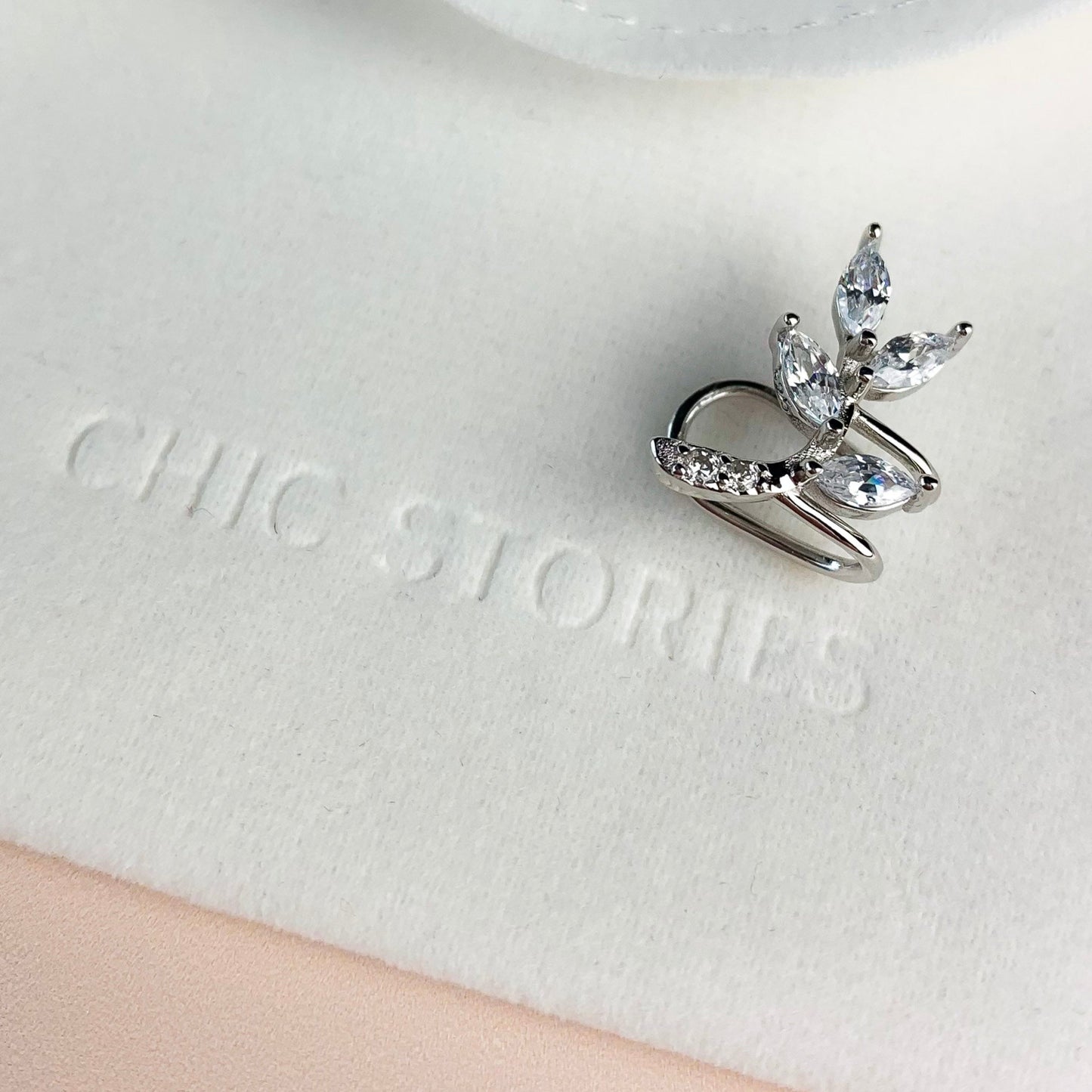 Crystal Leaf Ear Cuff