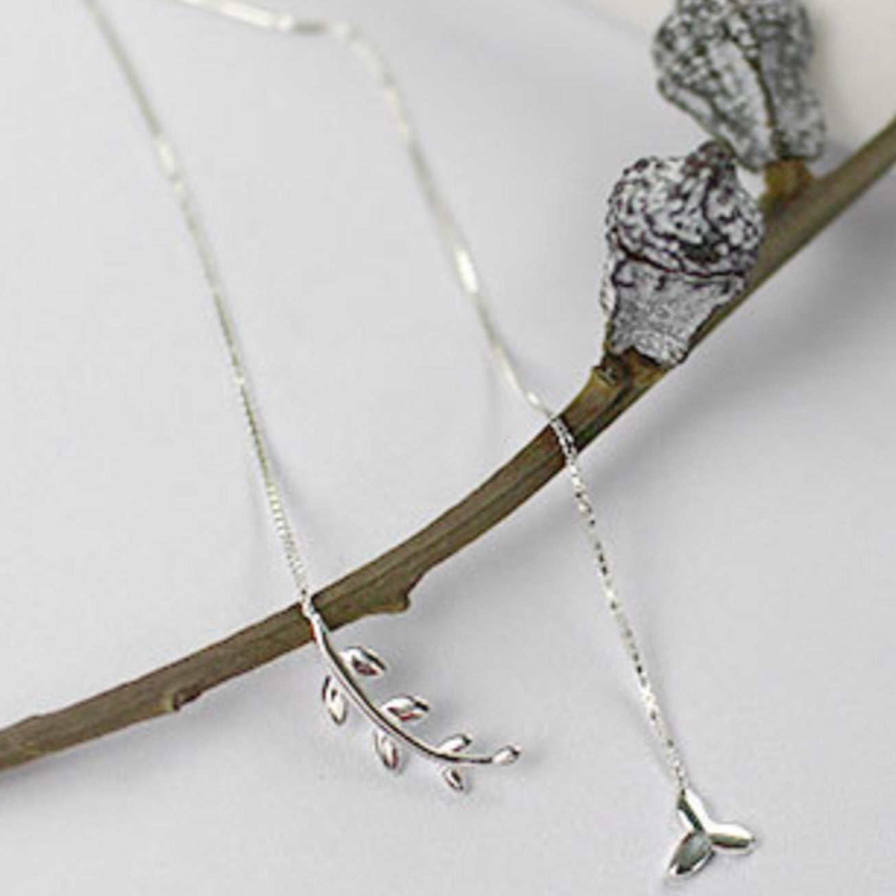 Leaf, Feather and Snowflake Threader Earrings