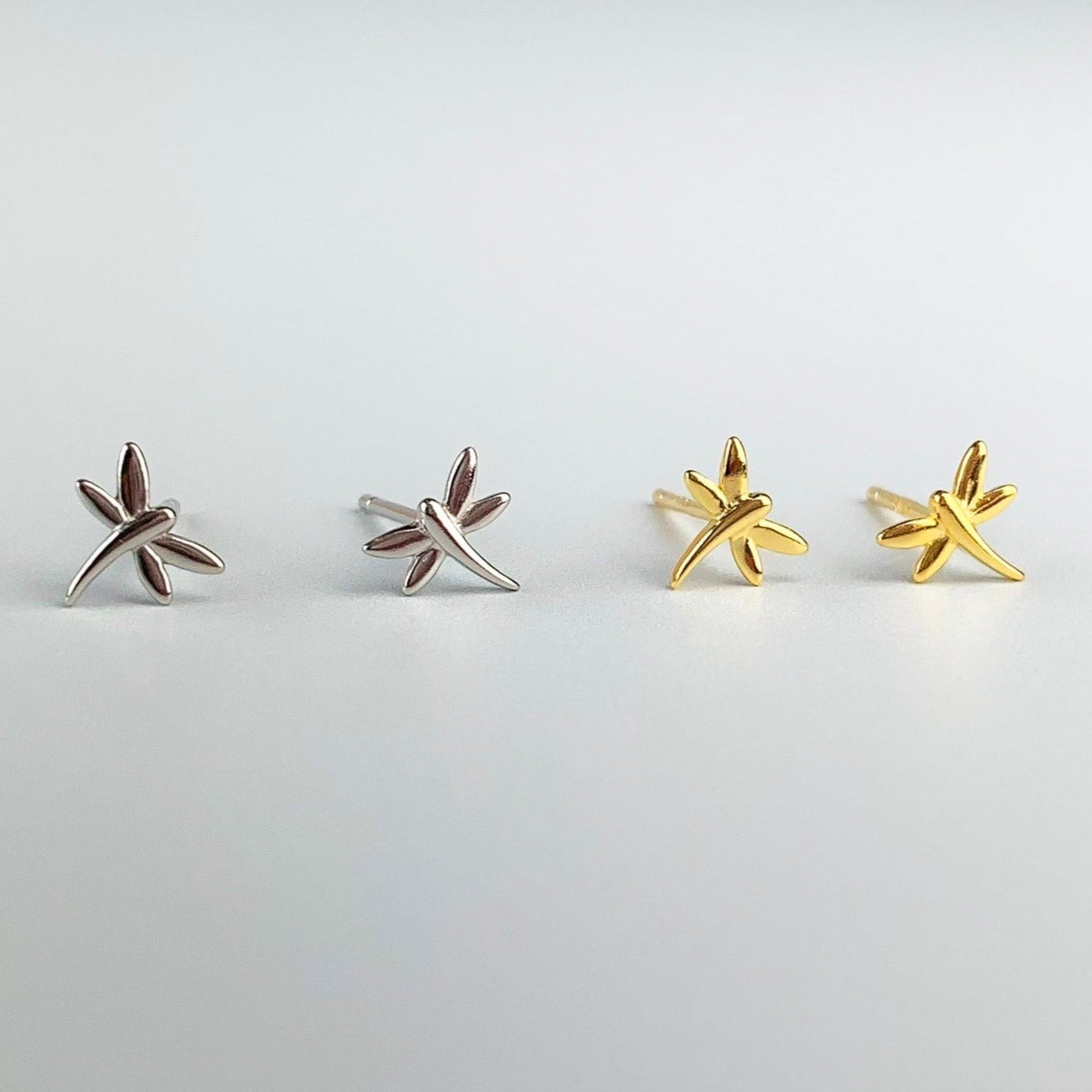 Minimalist Dragonfly Stud Earrings