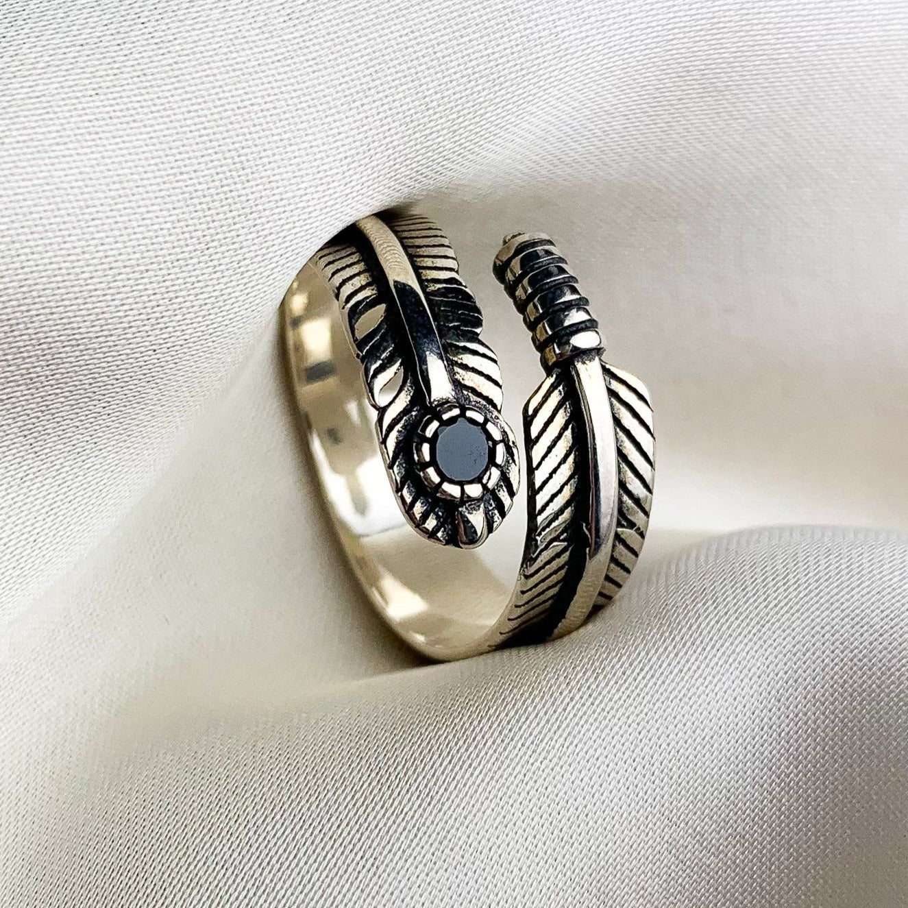 Adjustable Feather Spiral Ring