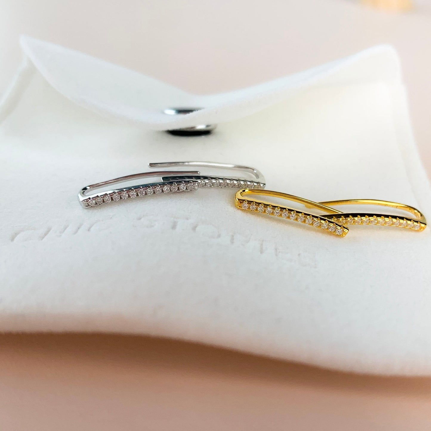 Crystal Bar Ear Climber Earrings