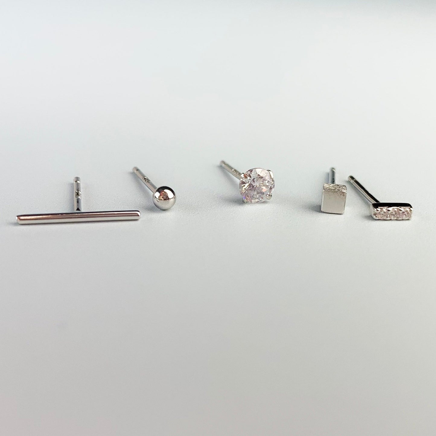 Set of Five Geometric Stud Earrings