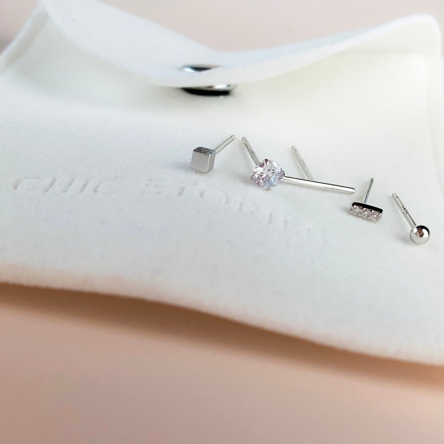 Set of Five Geometric Stud Earrings