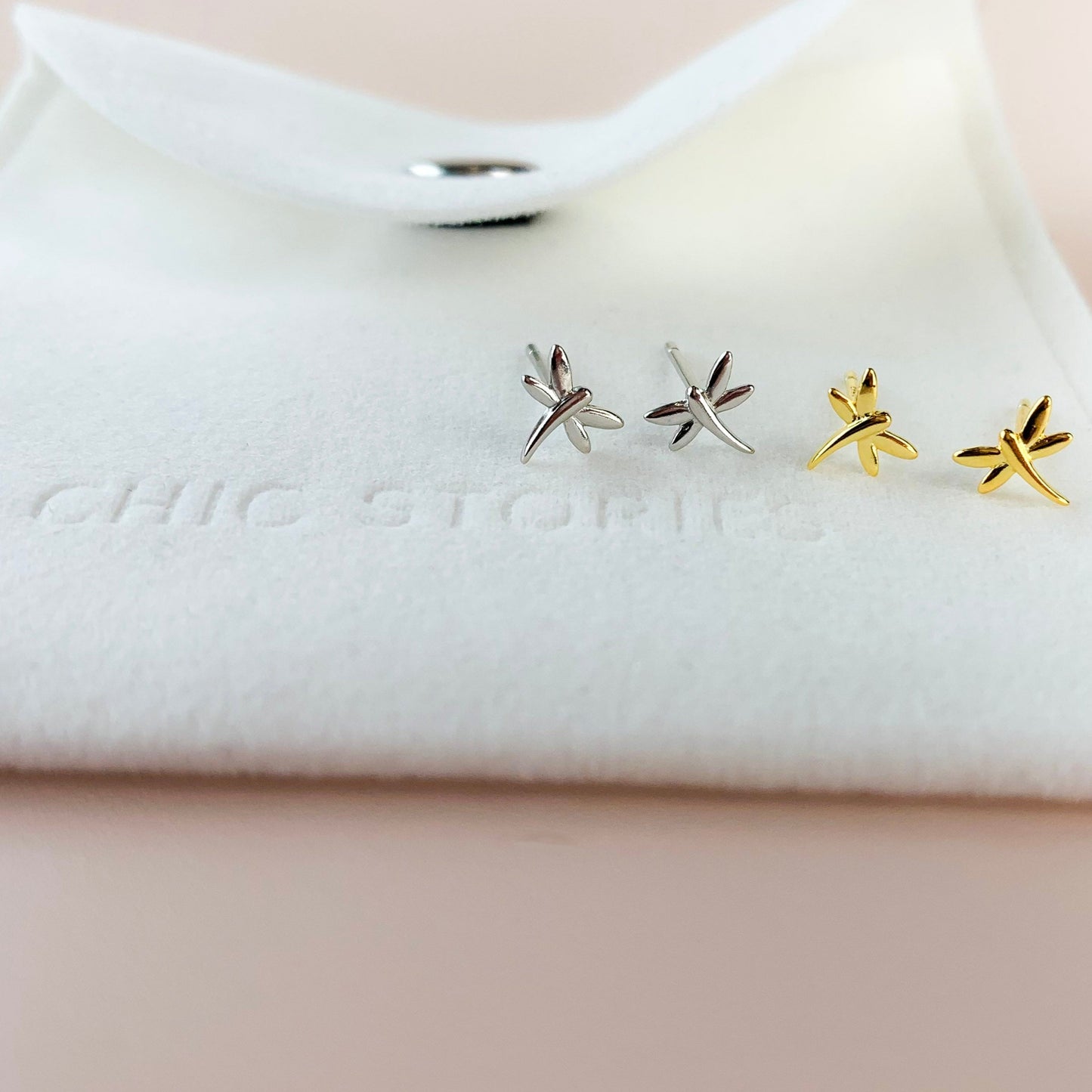 Minimalist Dragonfly Stud Earrings