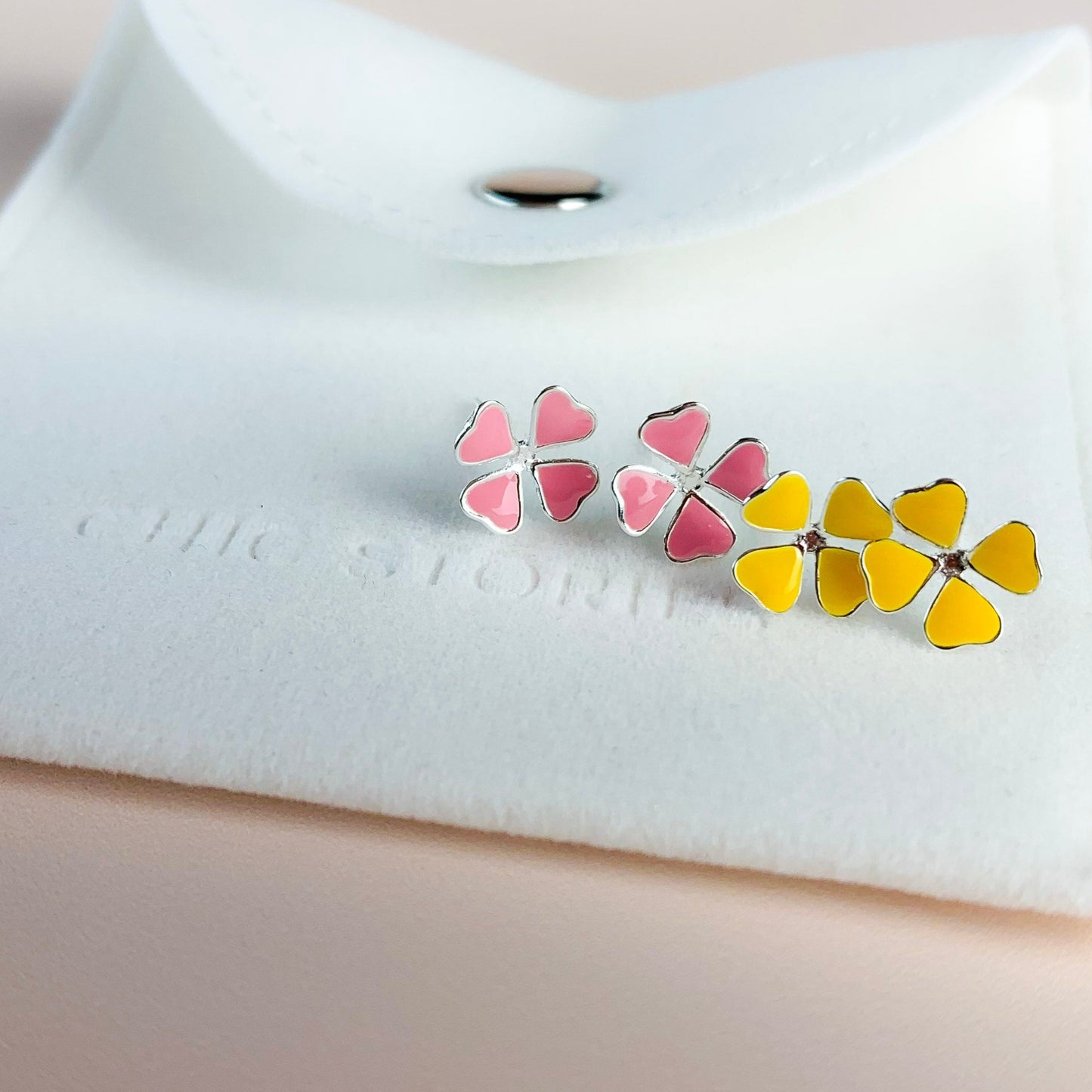 Pink or Yellow Flower Stud Earrings