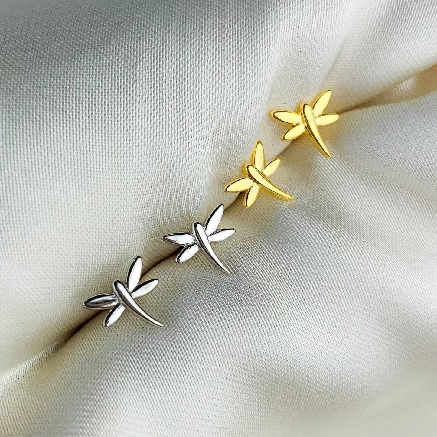 Minimalist Dragonfly Stud Earrings