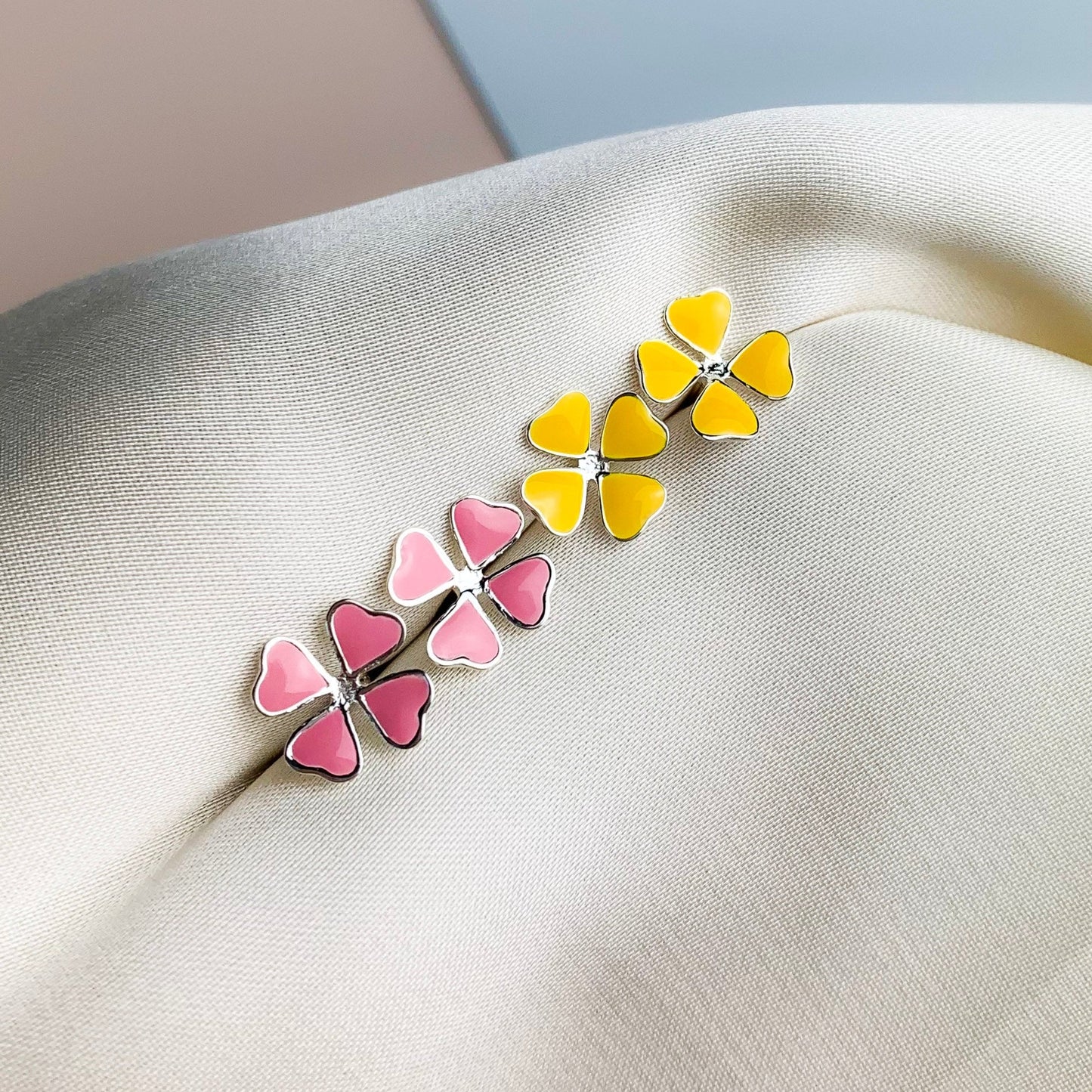 Pink or Yellow Flower Stud Earrings