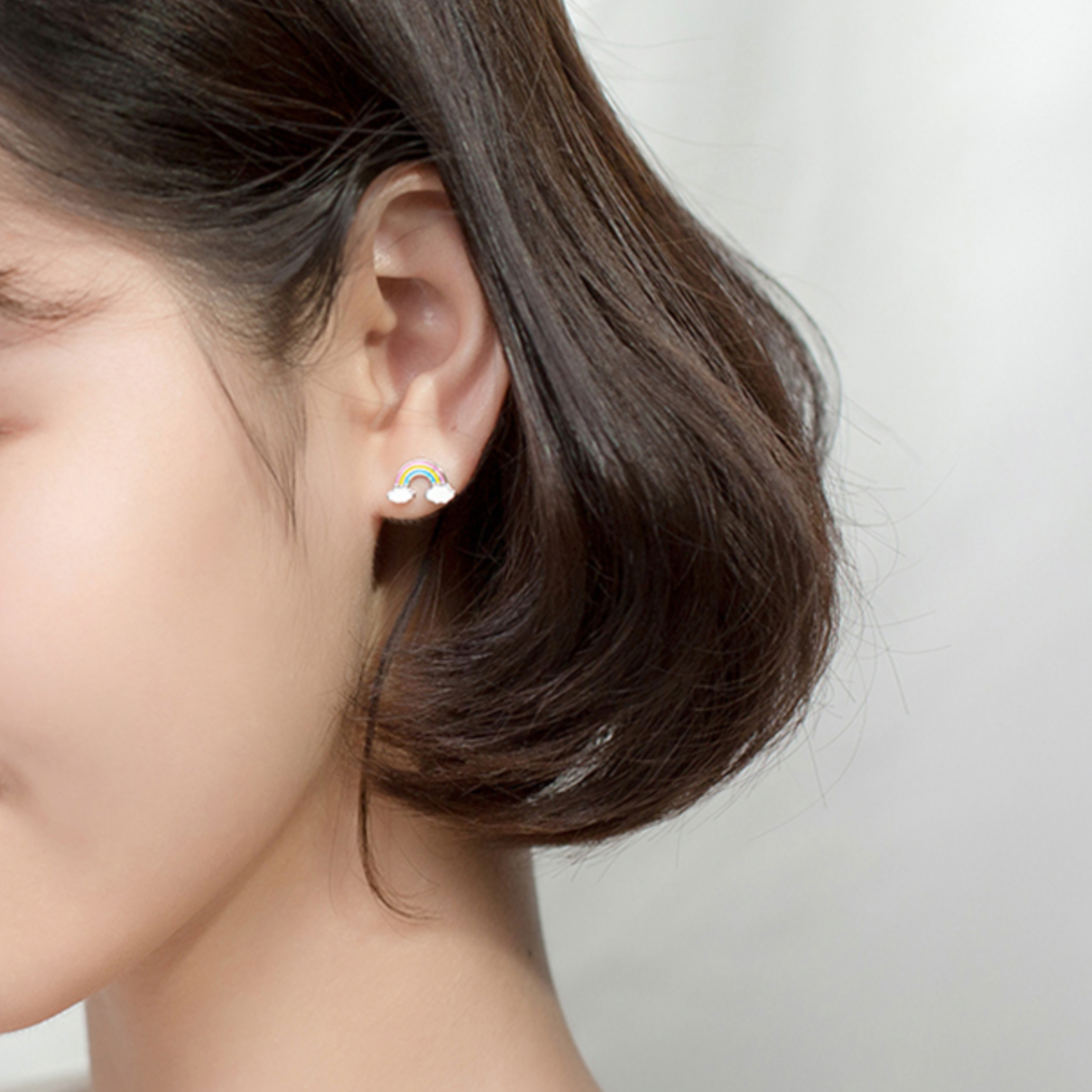 Rainbow and Cloud Stud Earrings