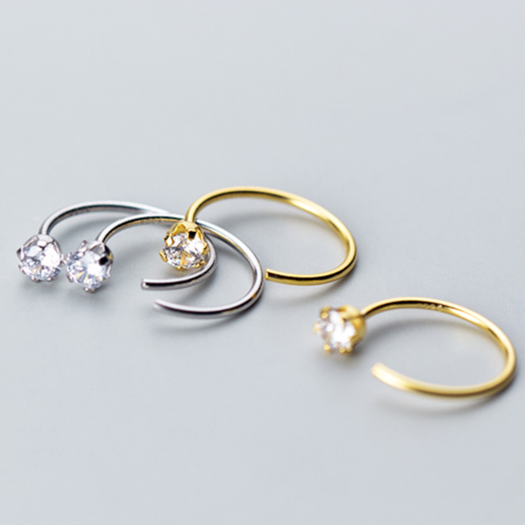 White Crystal Ear Jacket Earrings
