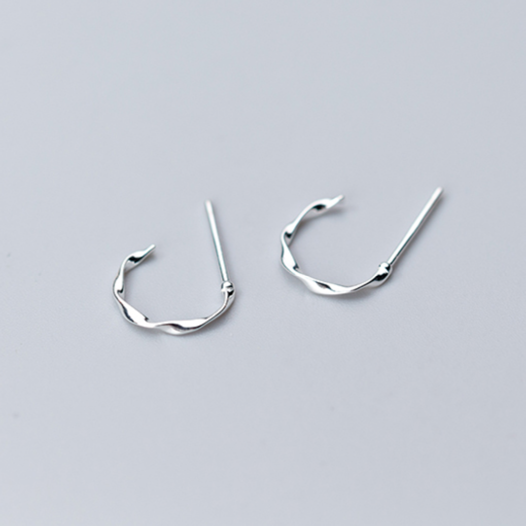 Twisted Open Hoop Stud Earrings