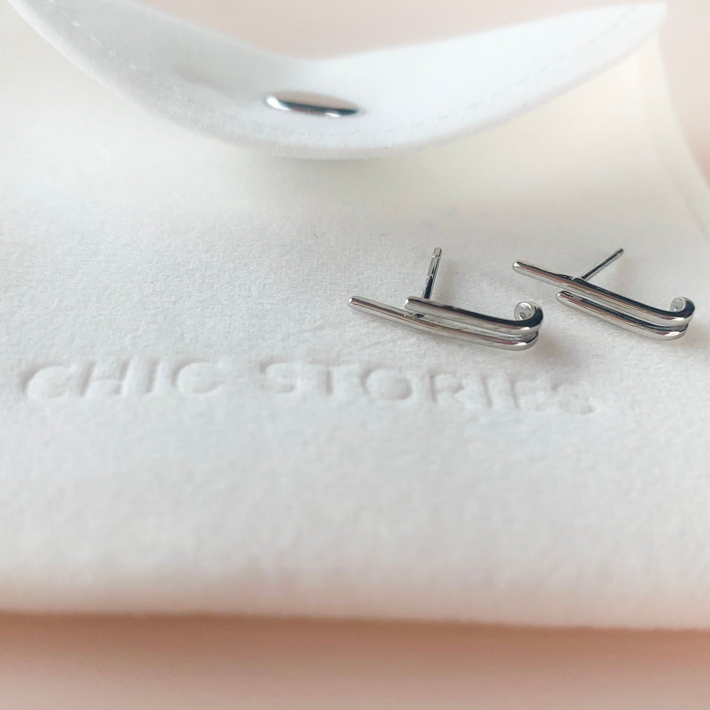 Double Bar Cuff Stud Earrings