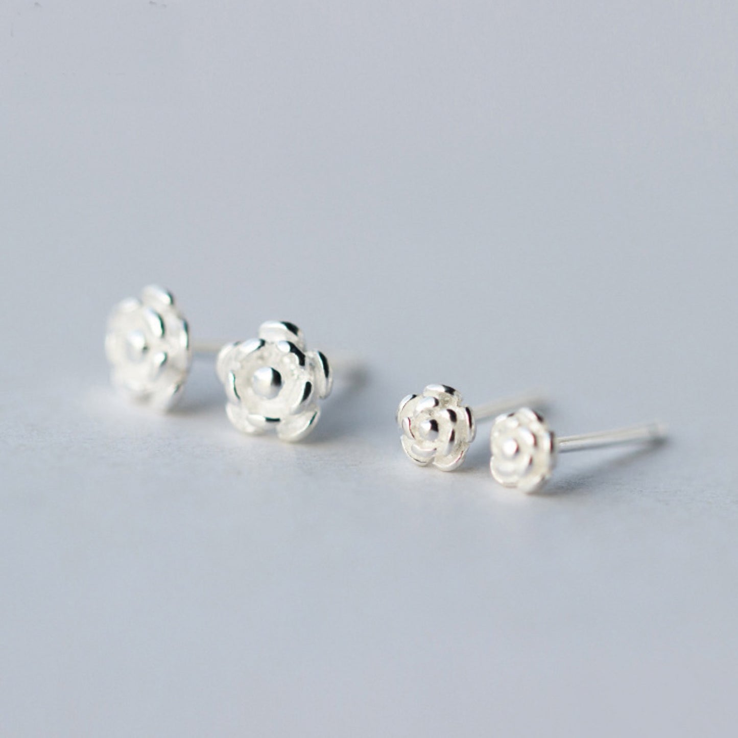 Flower Stud Earrings, Two Sizes