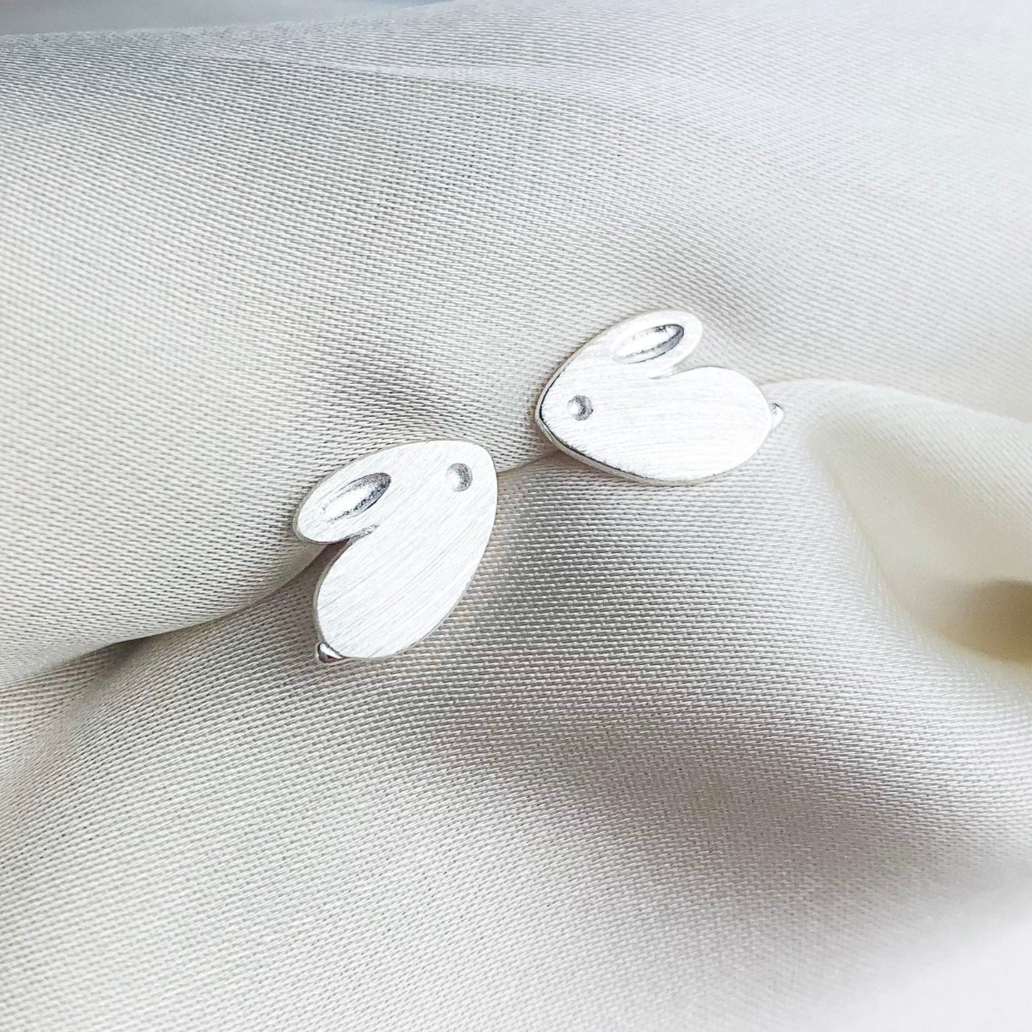 Brushed Silver Bunny Stud Earrings
