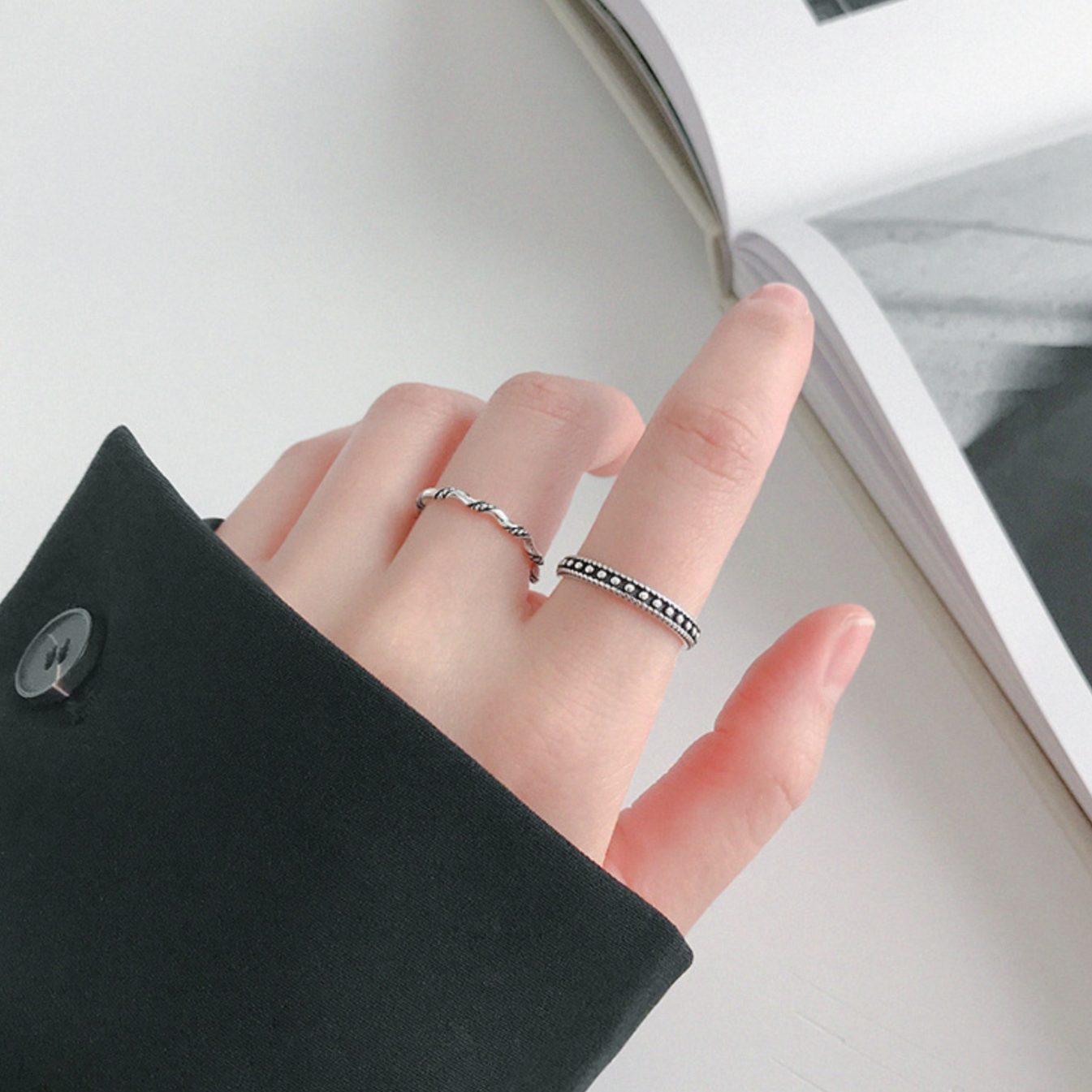 Dot and Twist Detail Adjustable Rings