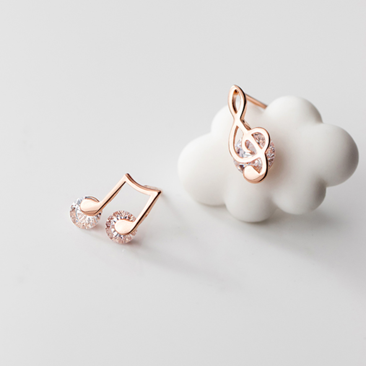 Crystal Backed Music Note Stud Earrings