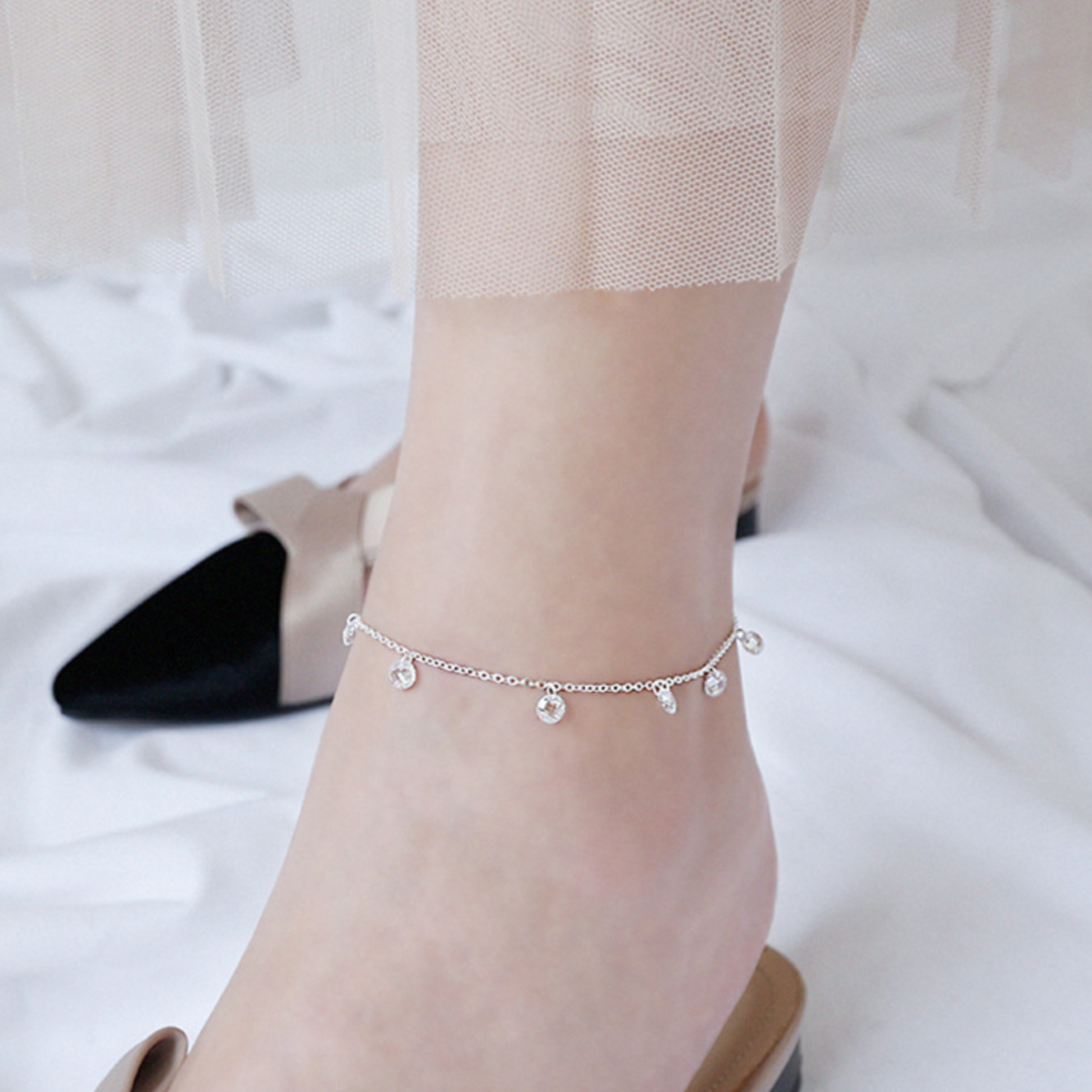 Hanging Crystal Charm Anklet