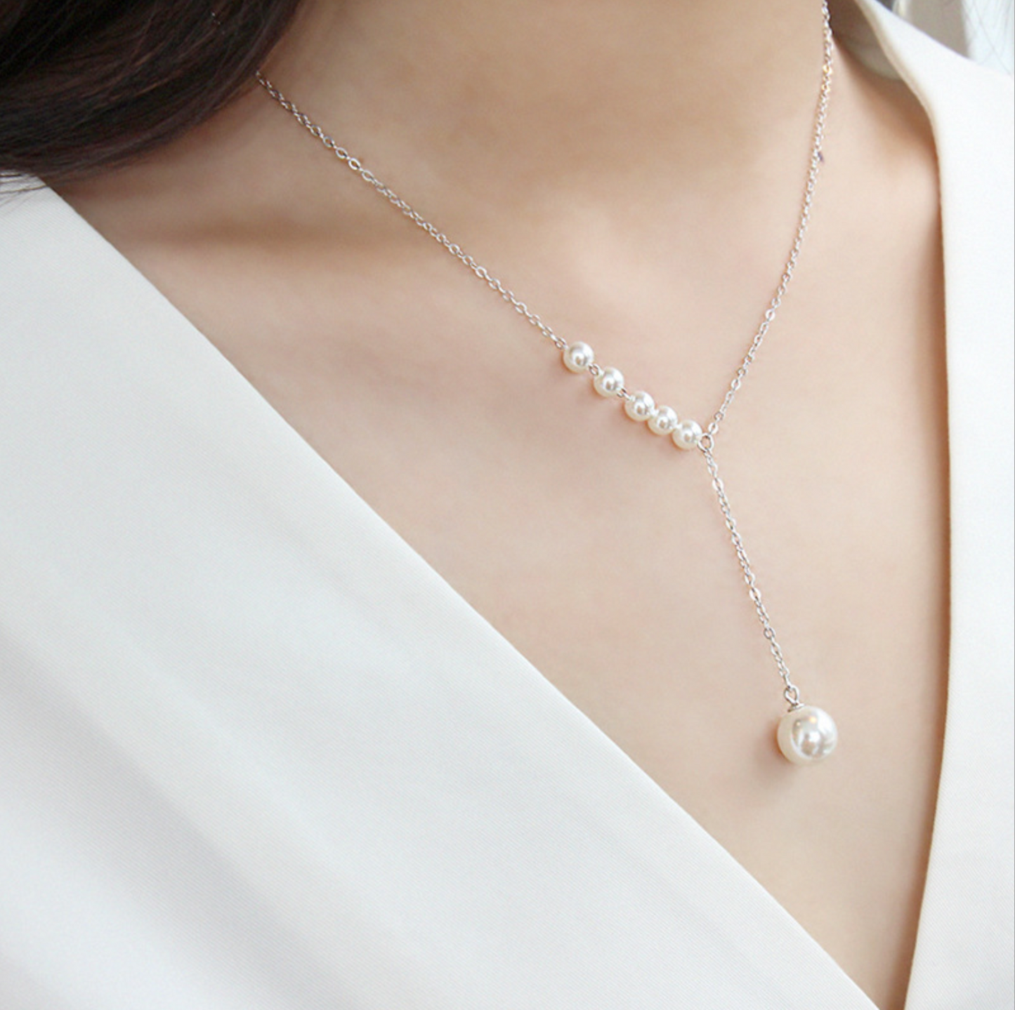 Pearl Dangle Chain Necklace
