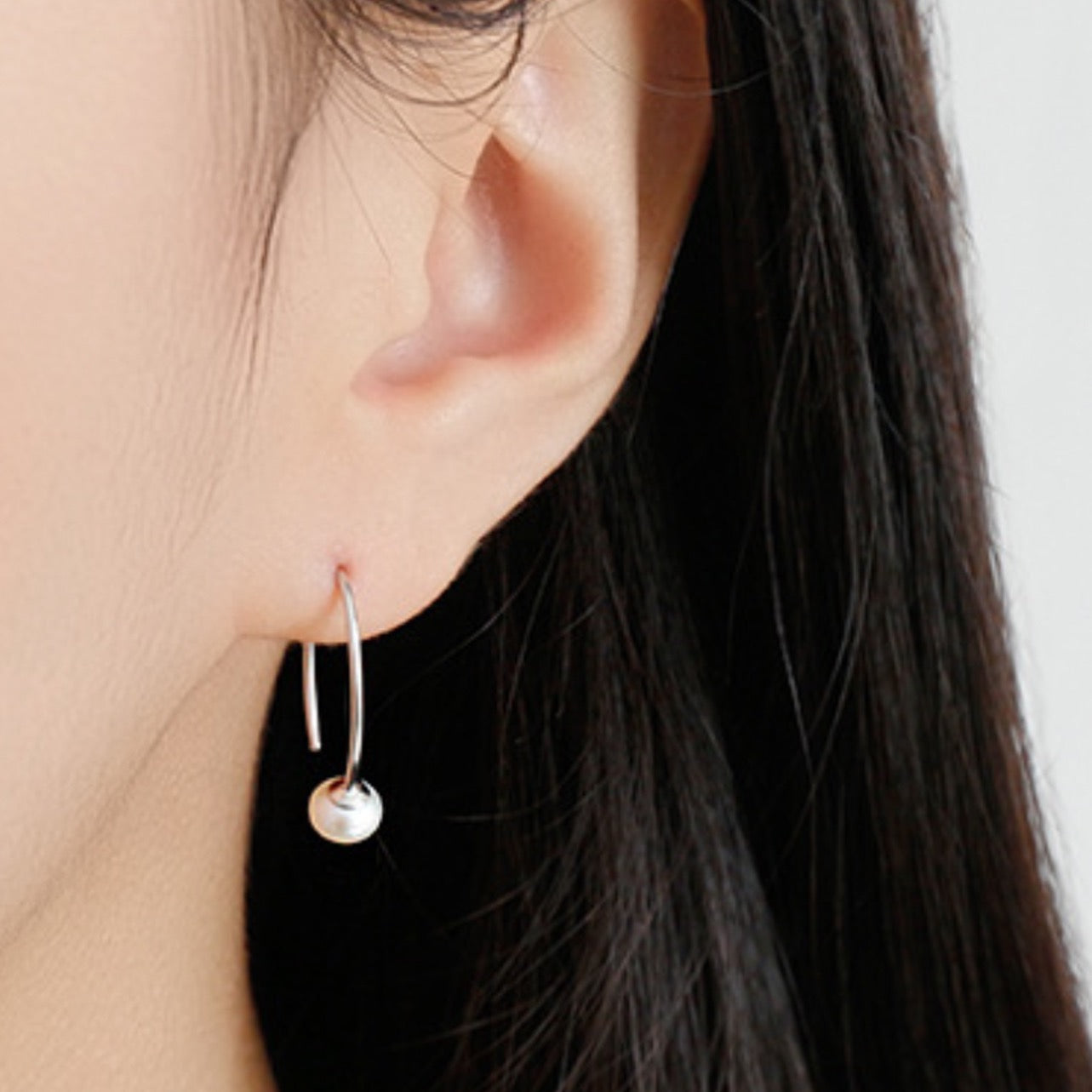 Pearl Open Hoop Earrings