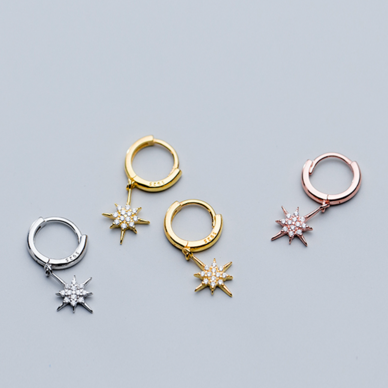 Sparkly Star Dangle Hoop Earrings