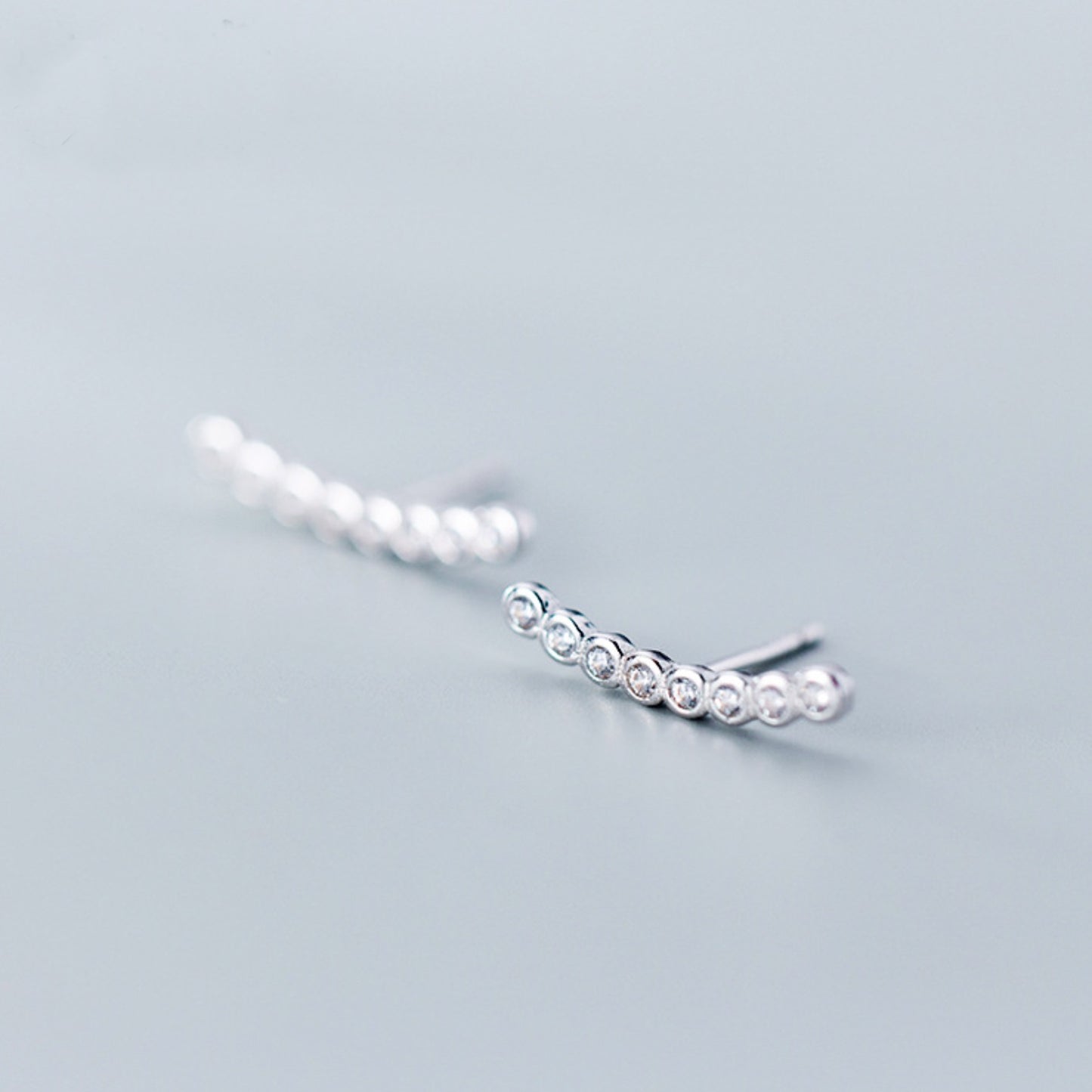 Crystal Ear Climber Stud Earrings