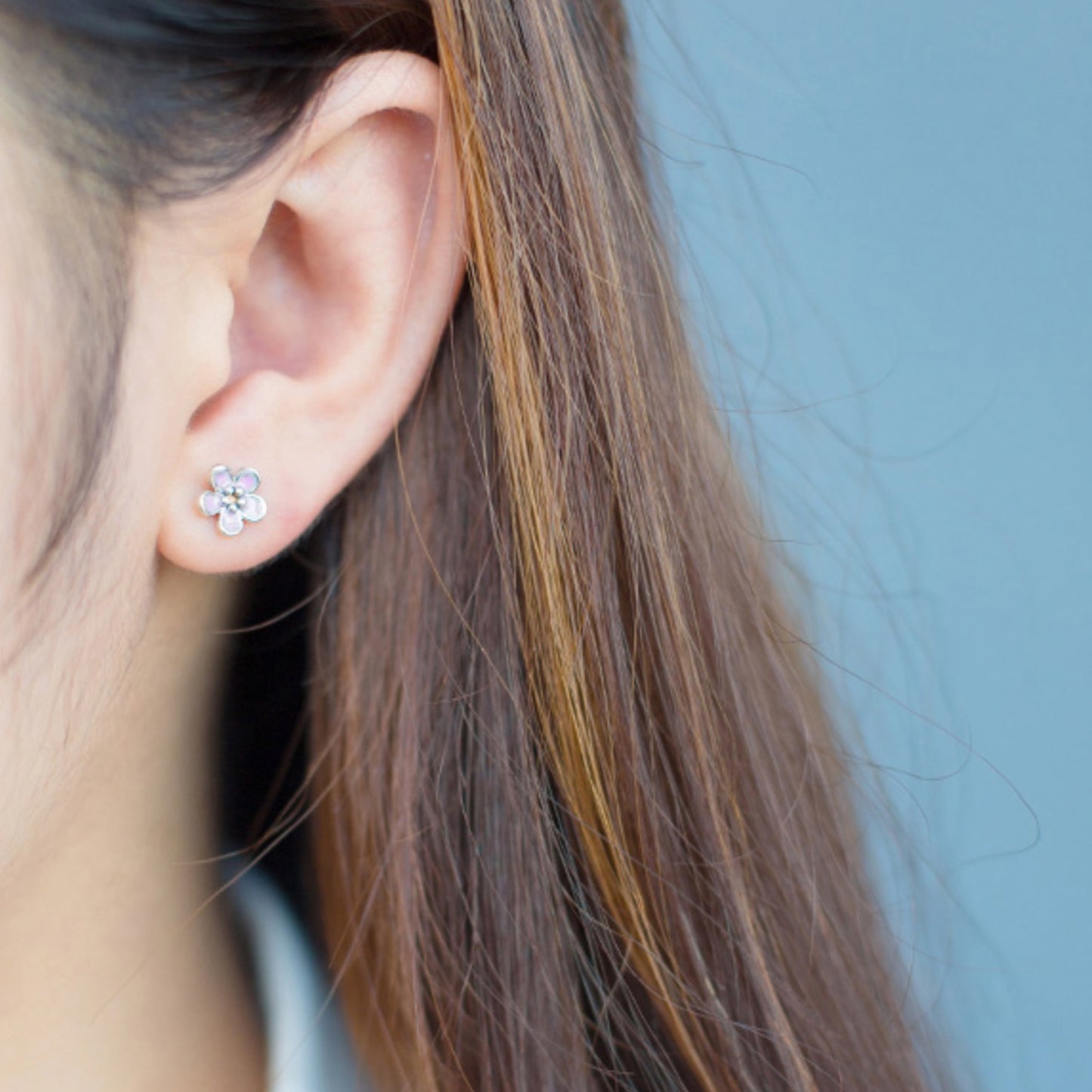 Baby Pink Flower Stud Earrings