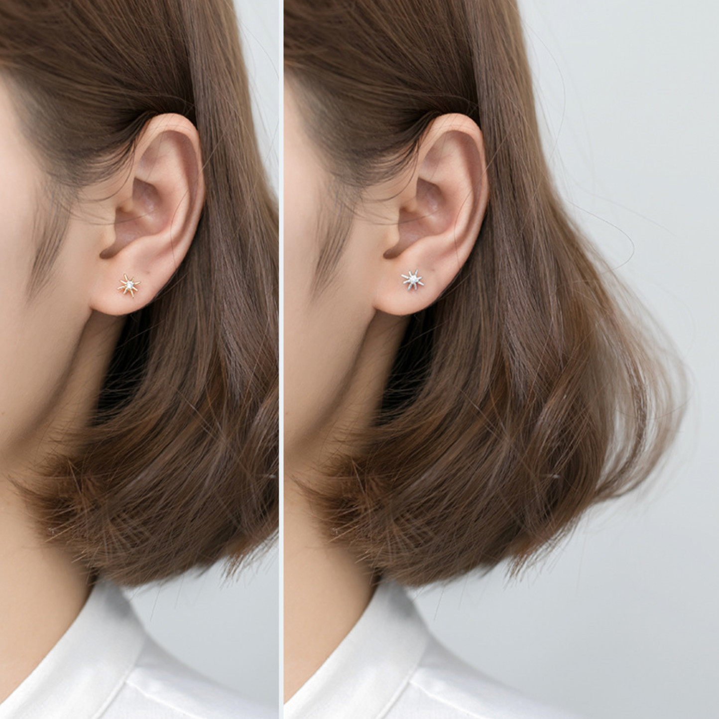 Star Stud Earrings with Tiny Crystal Detail