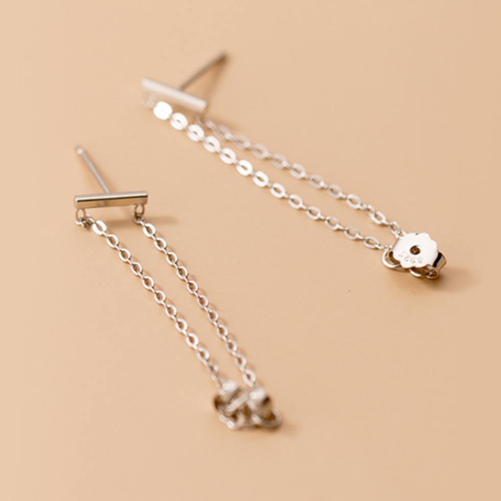 Double Chain Loop Stud Earrings