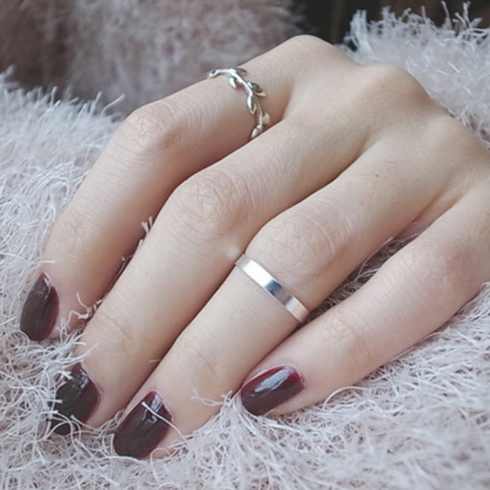 Brushed Silver Simple Band Ring